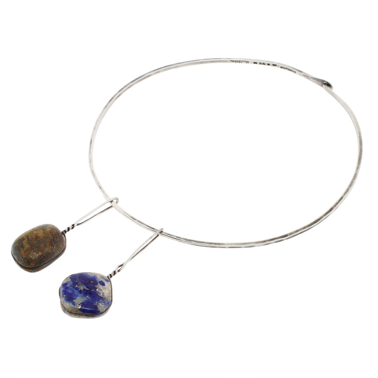 HALSRING MED 2 HÄNGEN, silver och sten, Rey Urban, Stockolm 1963.