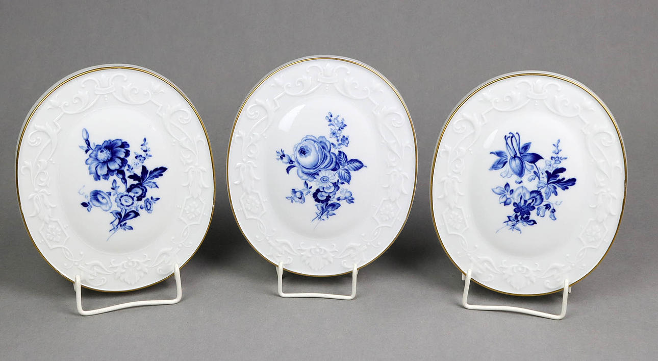 MEISSEN 3 PLAKETTEN Deutsche Blume.