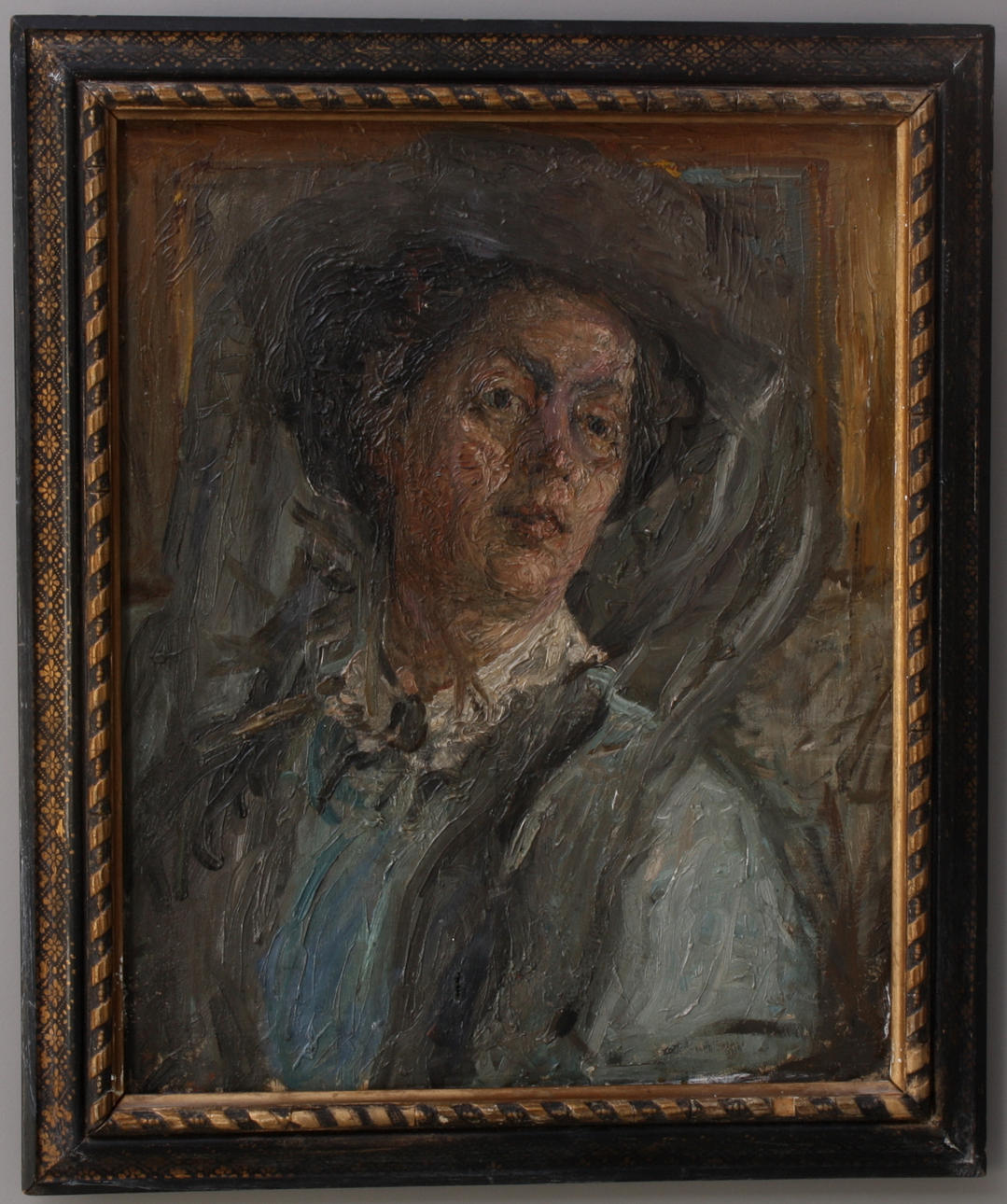 OKÄND KONSTNÄR. Damporträtt, olja på duk, osignerad.