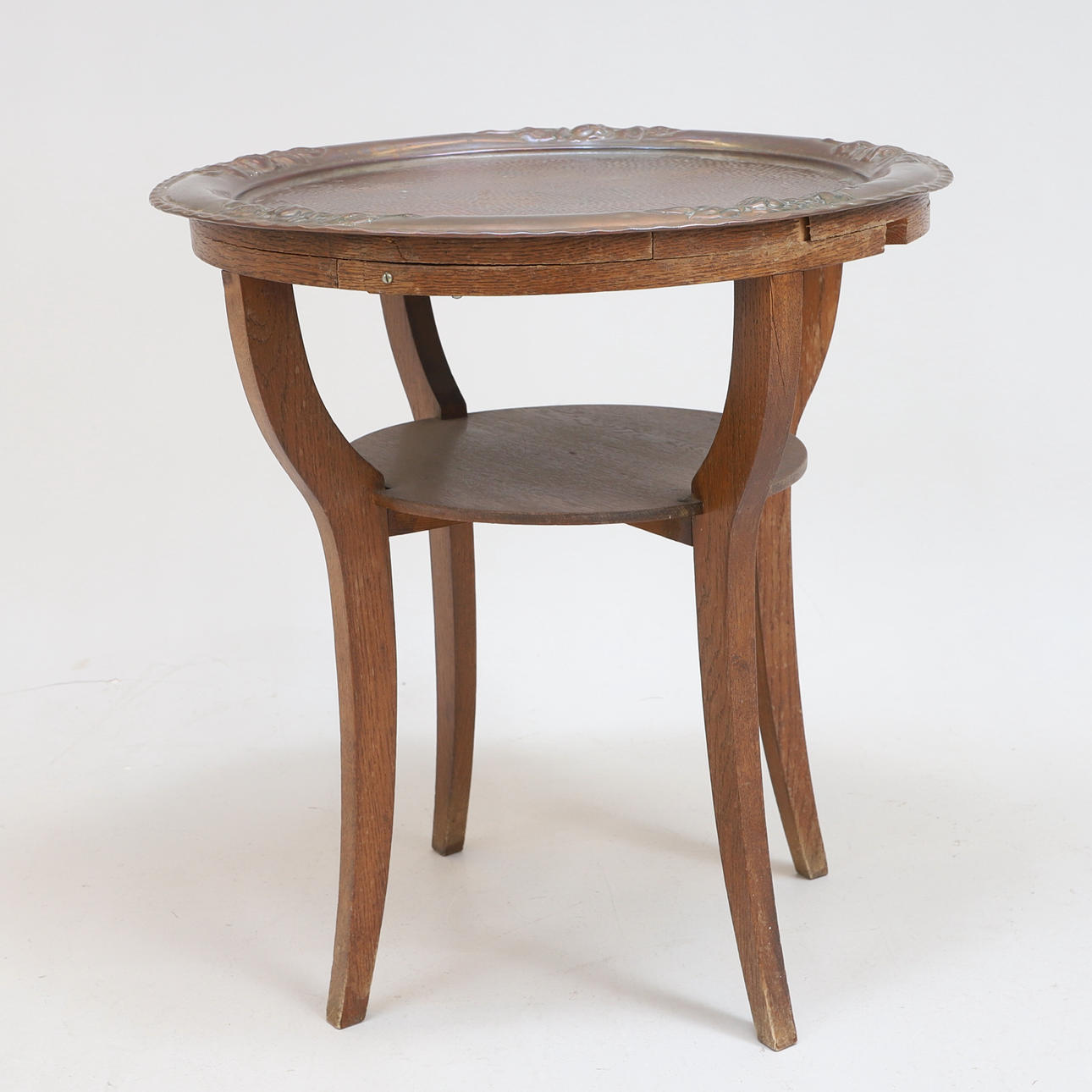 MESA PLATO, cobre/madera, 1900.