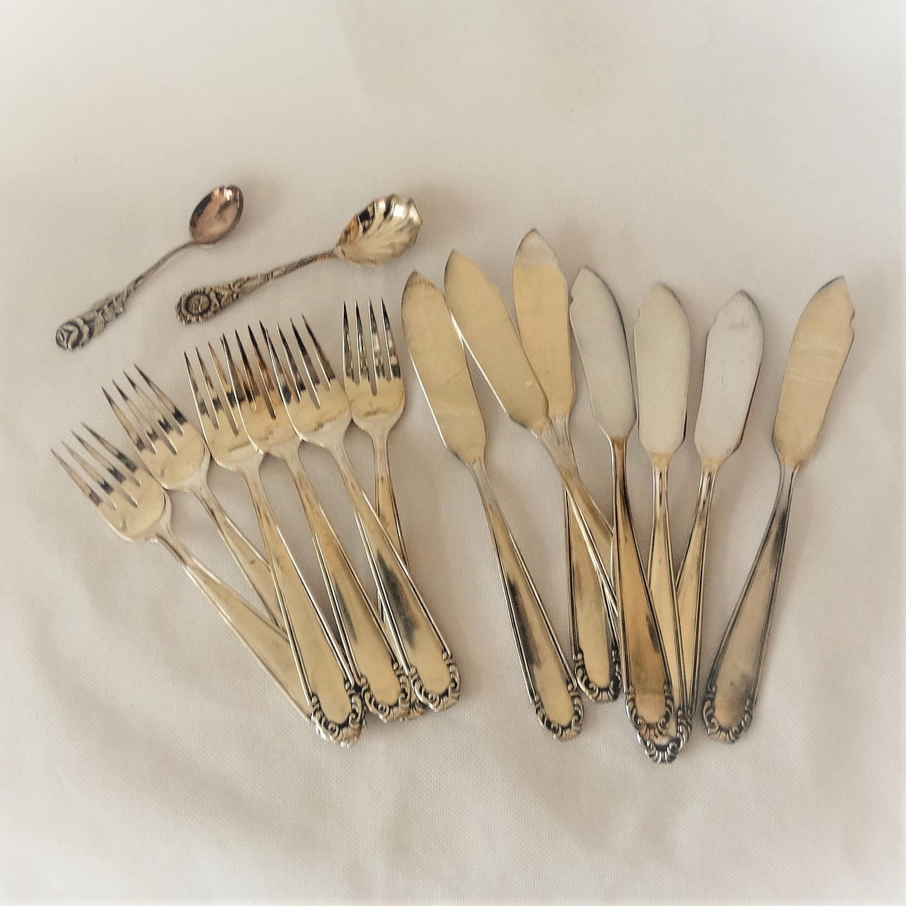 SILBER-BESTECK, gestempelt 100.