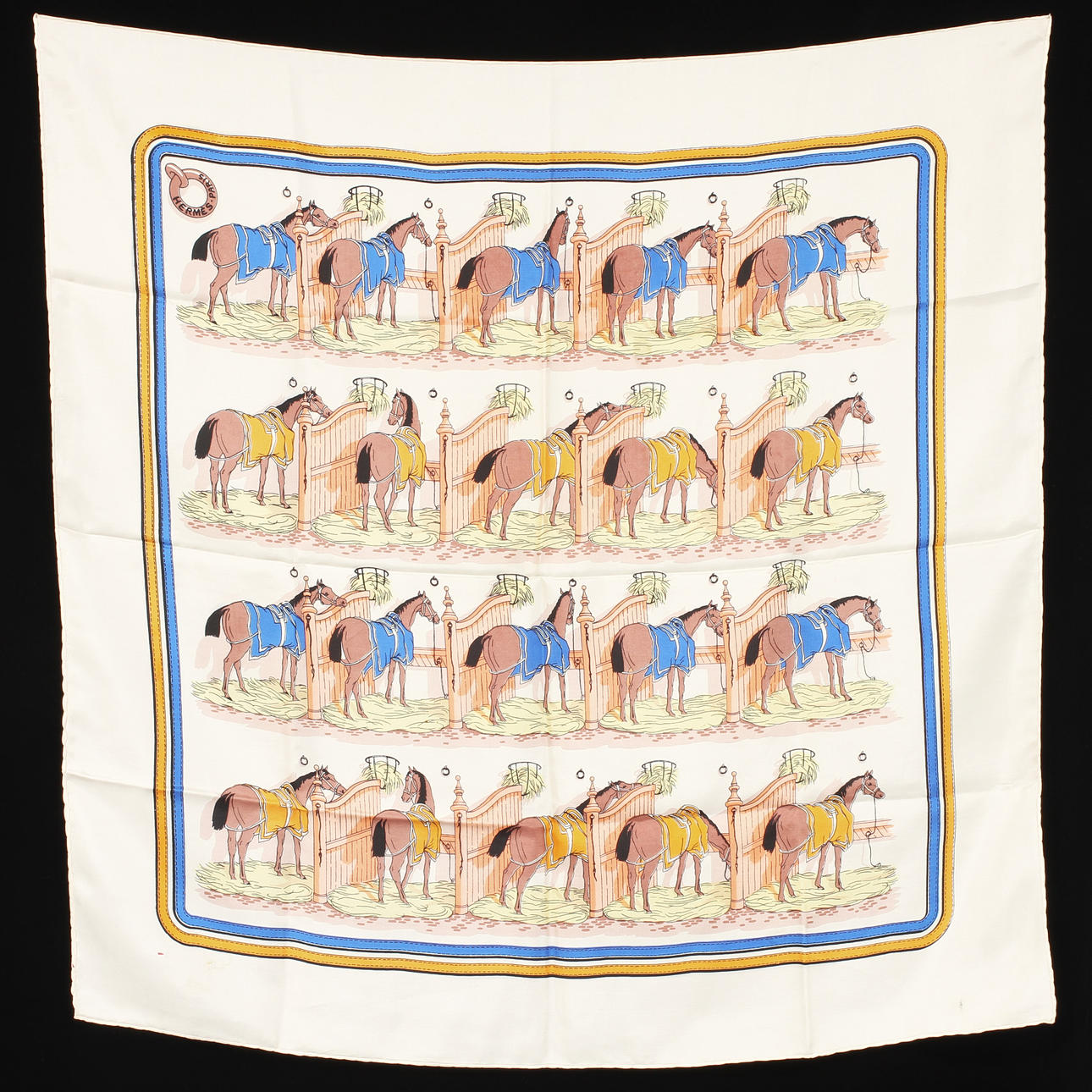 SCARF, "Equestrian Horses", Philippe Ledoux, Hermés, 1900-talets mitt.