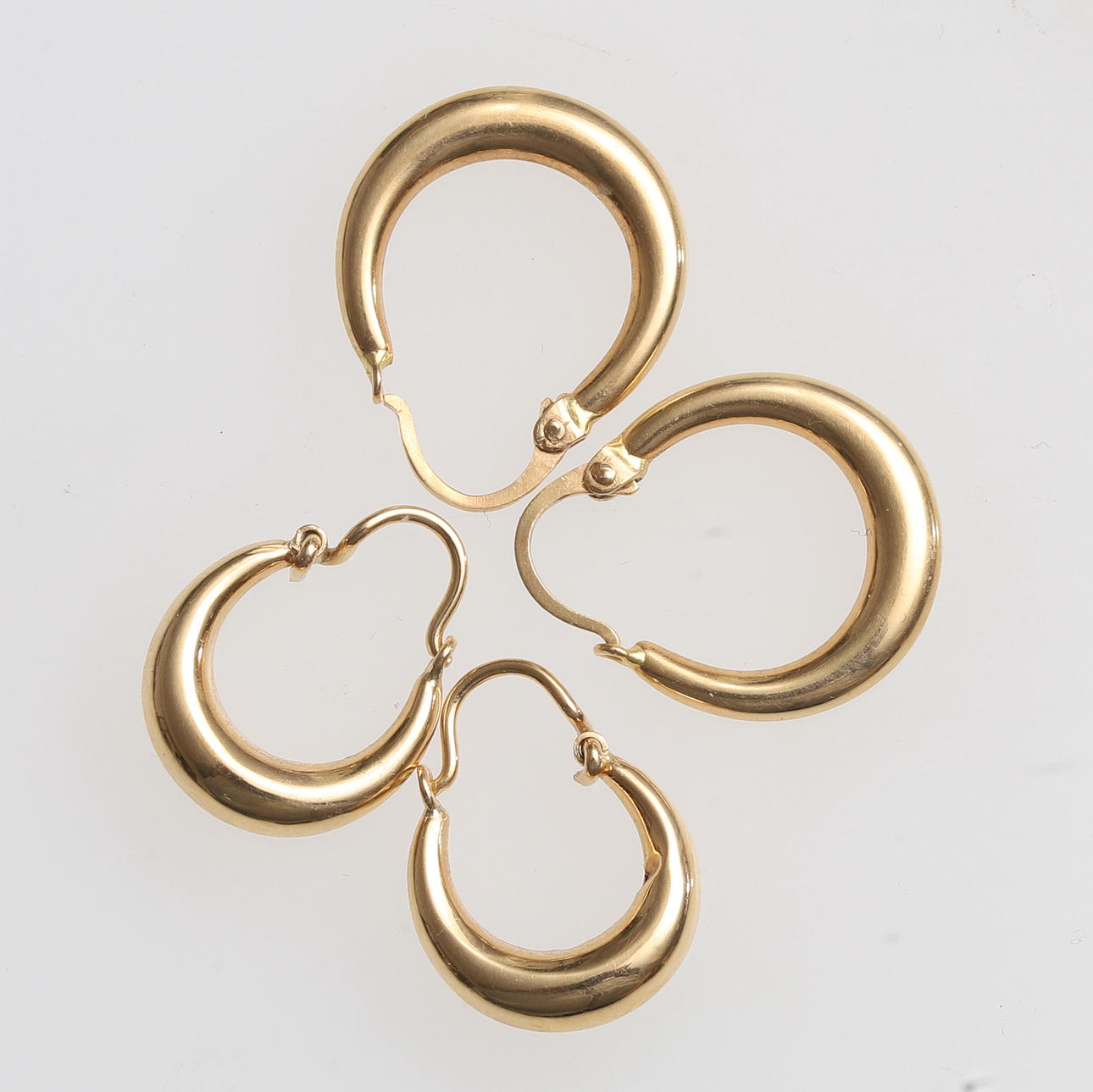 ÖRHÄNGEN, 2 par, 18K guld, creoler.