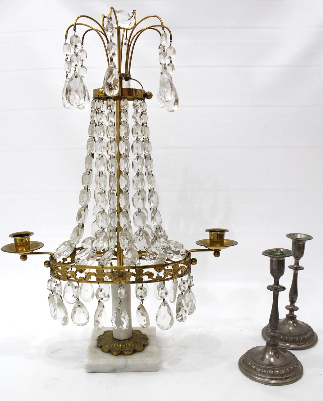 BORDSLYSTER paret ljusstakar, tenn, Eskilstuna.