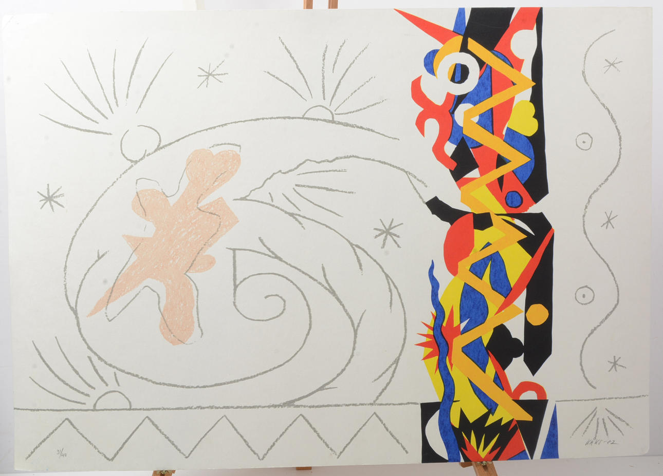 OLLE KÅKS. Abstract composition. Lithograph.