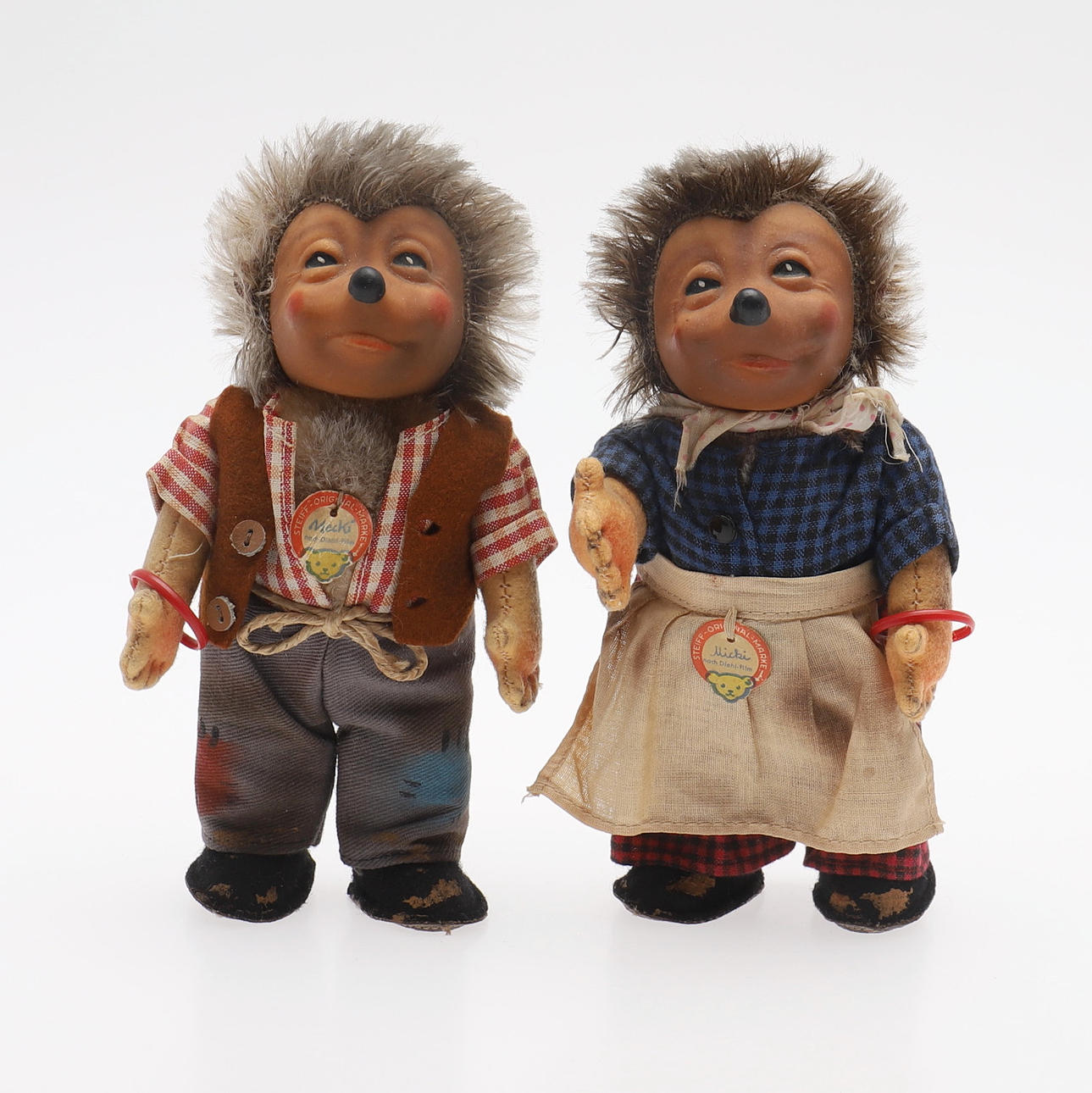 TROLL, 2 pcs, Steiff, "Mecki" and "Micki".