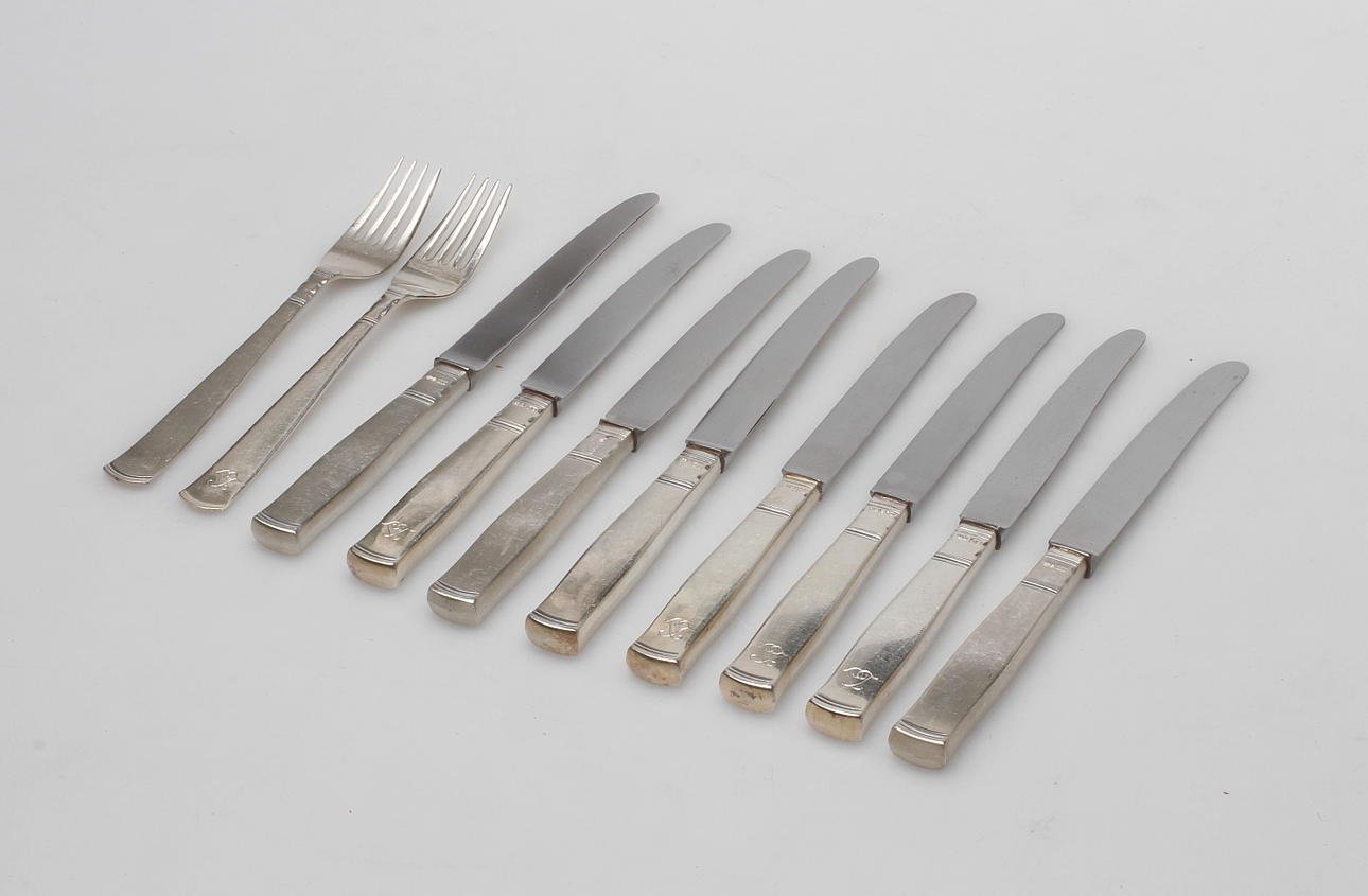 SMÖRGÅSBESTICK, 10 delar, silver, "Rosenholm", vikt ca 340,5 gram.