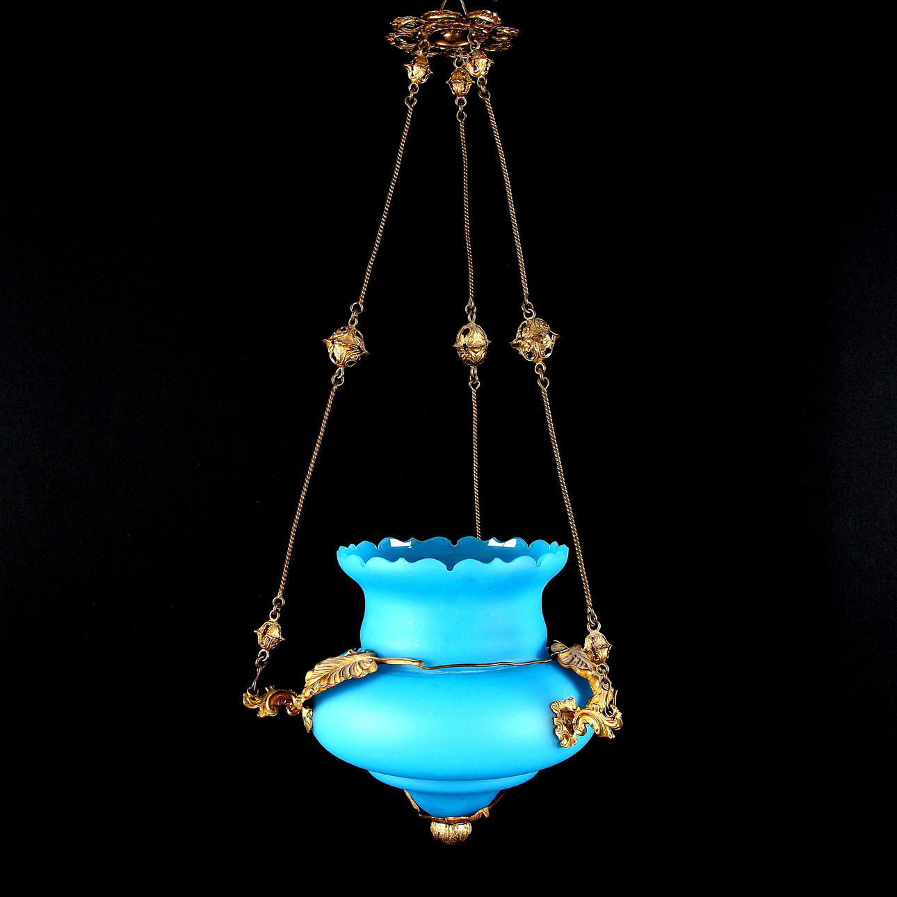 AMPEL, glas och mässing, nyrokoko, 1800-tal.