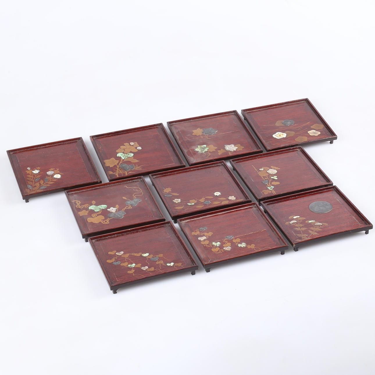 DISPLAY PLATE, 10 pcs, lacquer work, Japan 1900s.