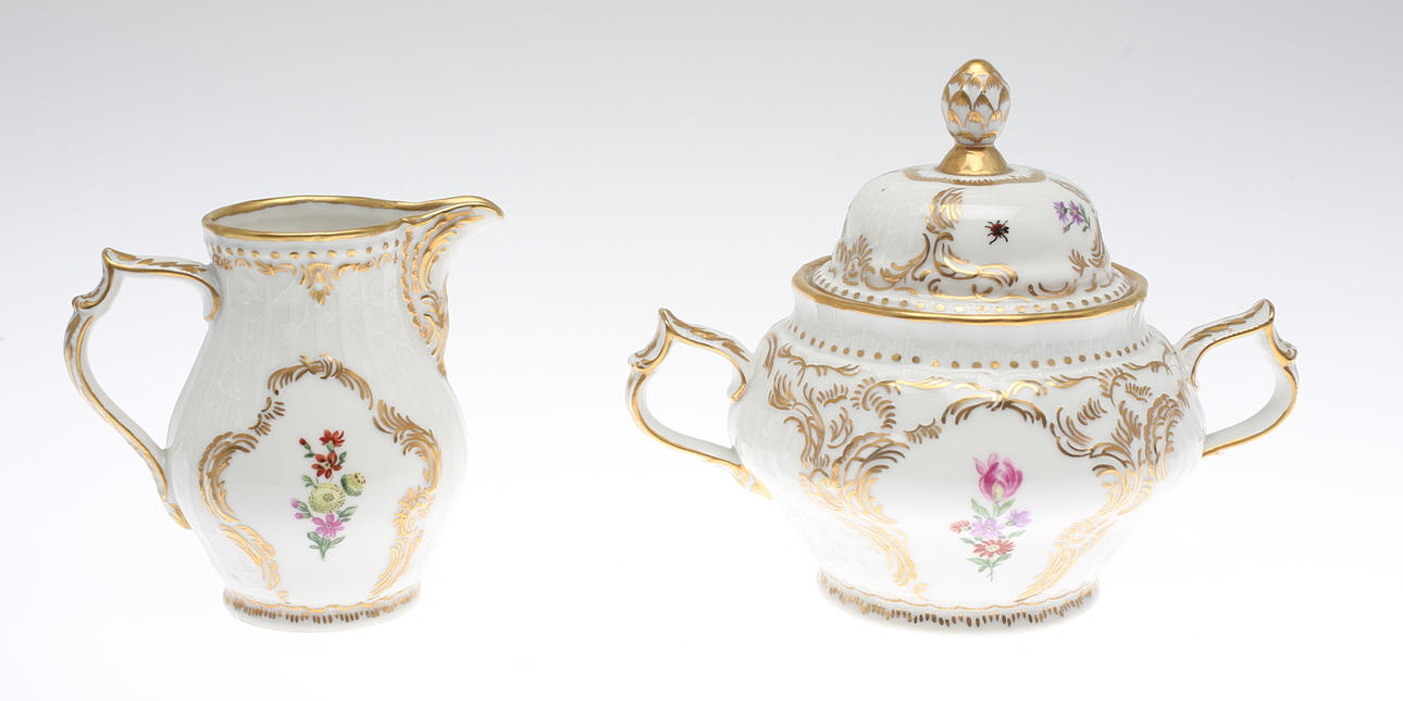 SOCKERSKÅL OCH GRÄDDKANNA, Rosenthal, Sanssouci.