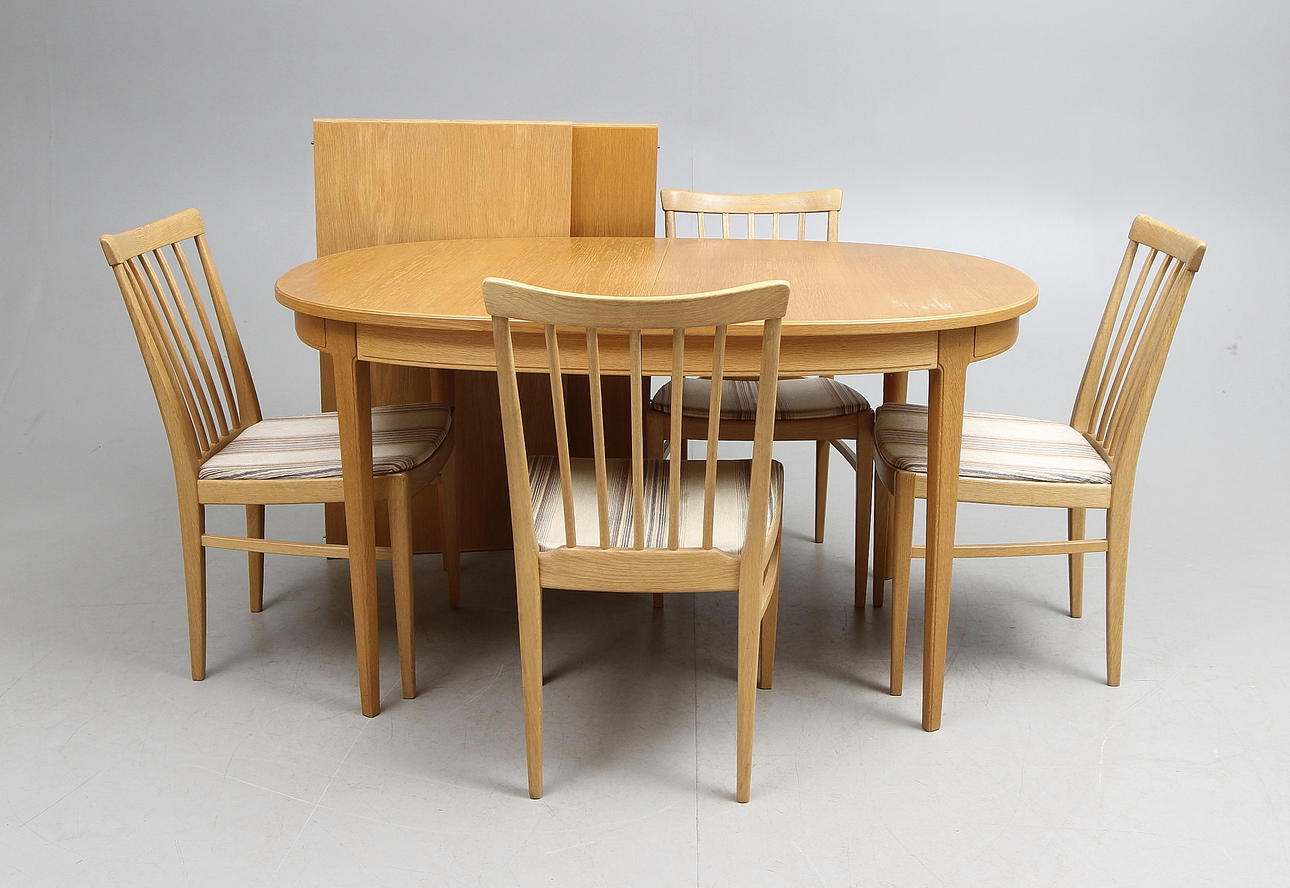 MATSALSGRUPP, 7 delar, "Herrgården", Carl Malmsten, Svenska Möbelfabrikerna Bodafors, 1900-talets andra hälft.