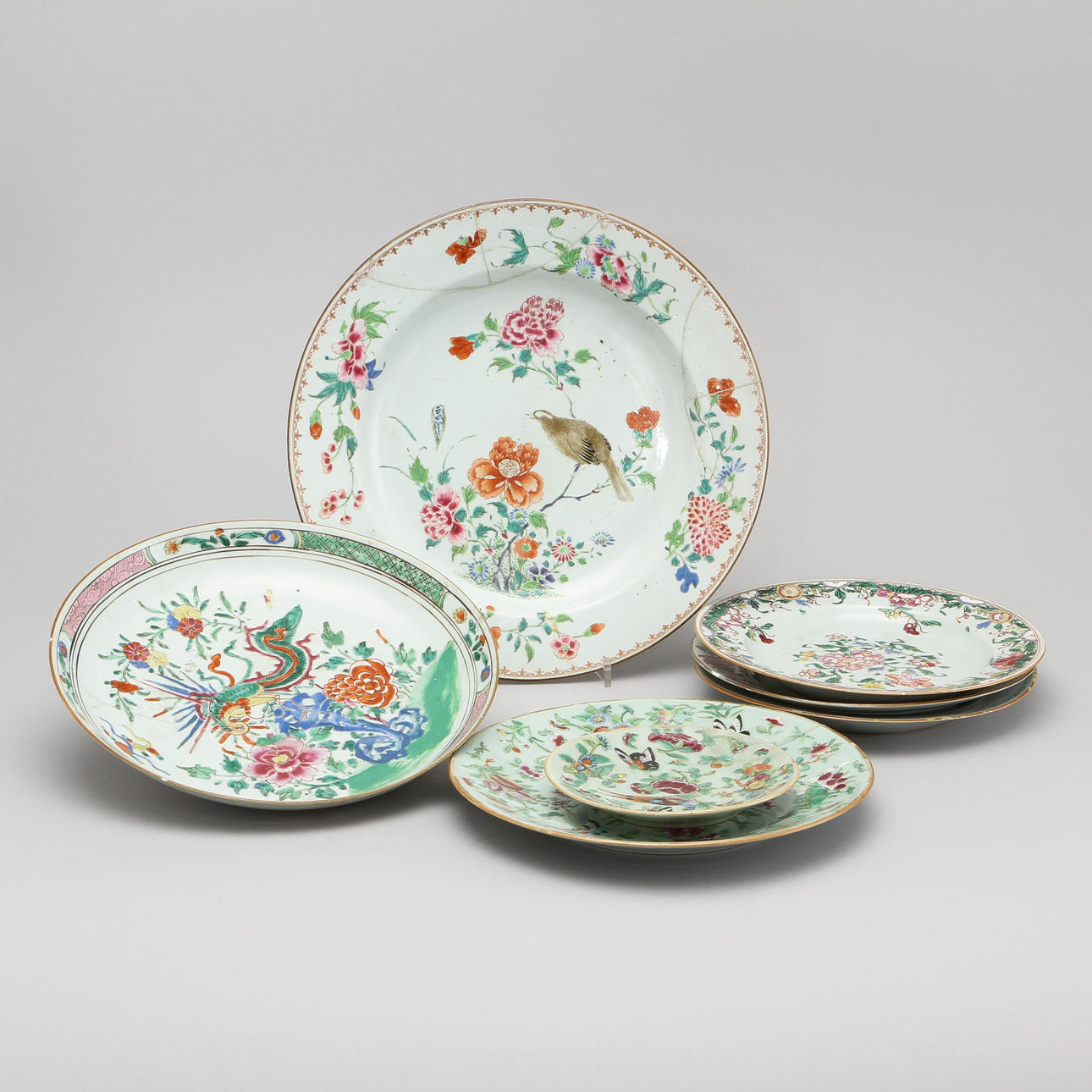 FAT, 7 st, porslin, Kina, 1700/1800-tal.