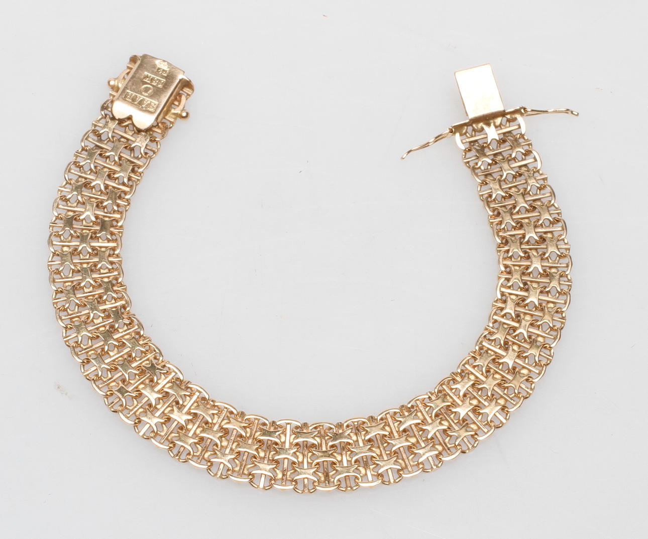 ARMBAND X-LÄNK MED STAV, 18k guld, vikt ca 17,9 gr.