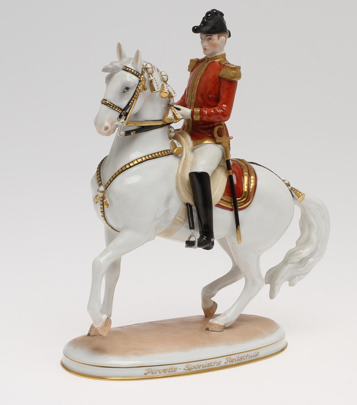 FIGURIN, porslin, ryttare till häst, Albin Döbrich, Augarten Wien, 1900-talets senare hälft.