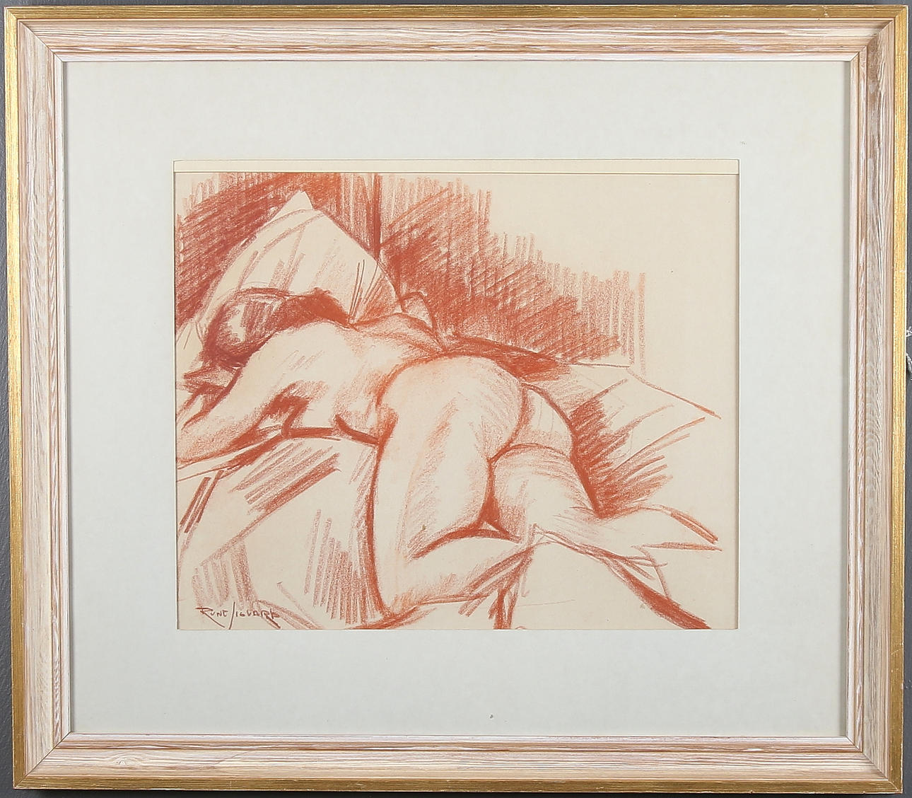 RUNE SIGVARD. Rödkrita, "Kajsa på Lassekrog", signerad. 1900-talets andra kvartal.