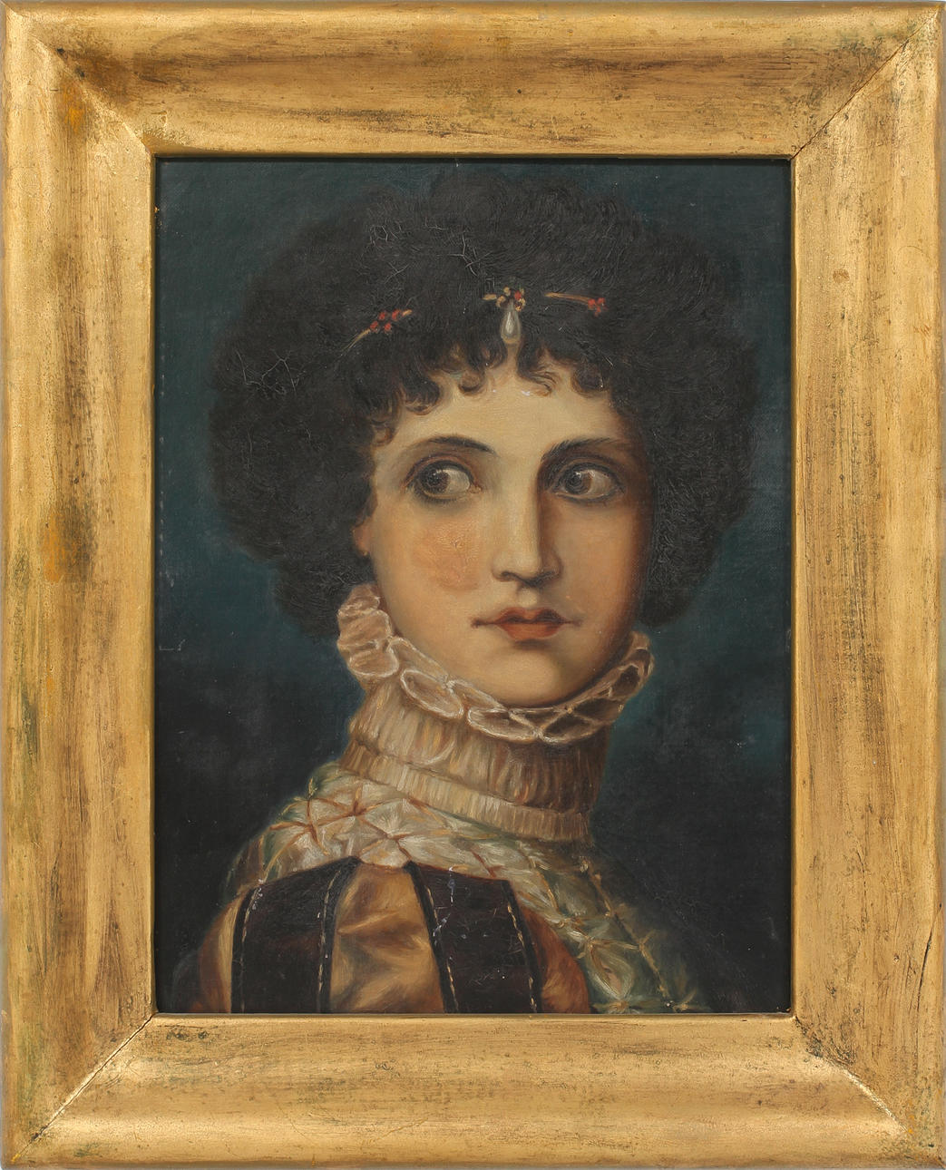 OKÄND KONSTNÄR. Porträtt av Amy Robsart, efter äldre förlaga, olja på duk, 1800-talets senare hälft.