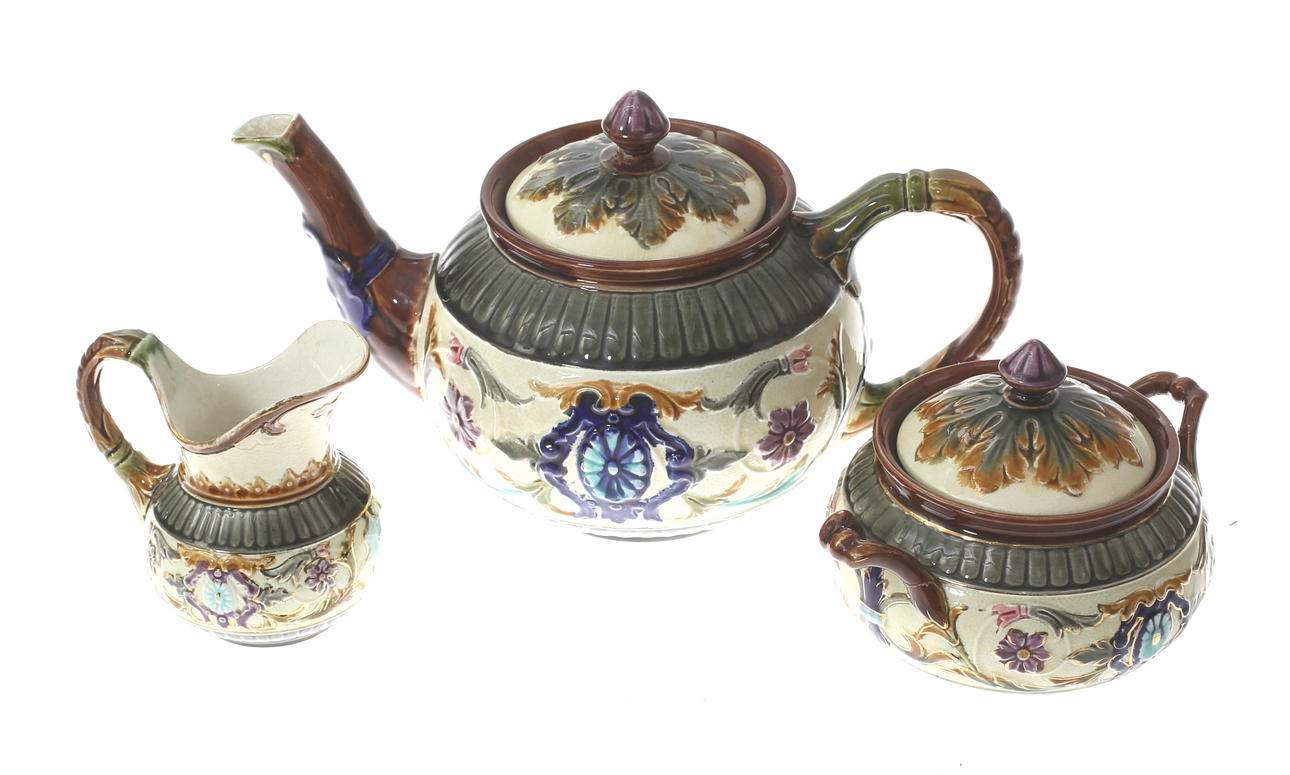 KAFFESERVIS, Majolika 1800-tal.