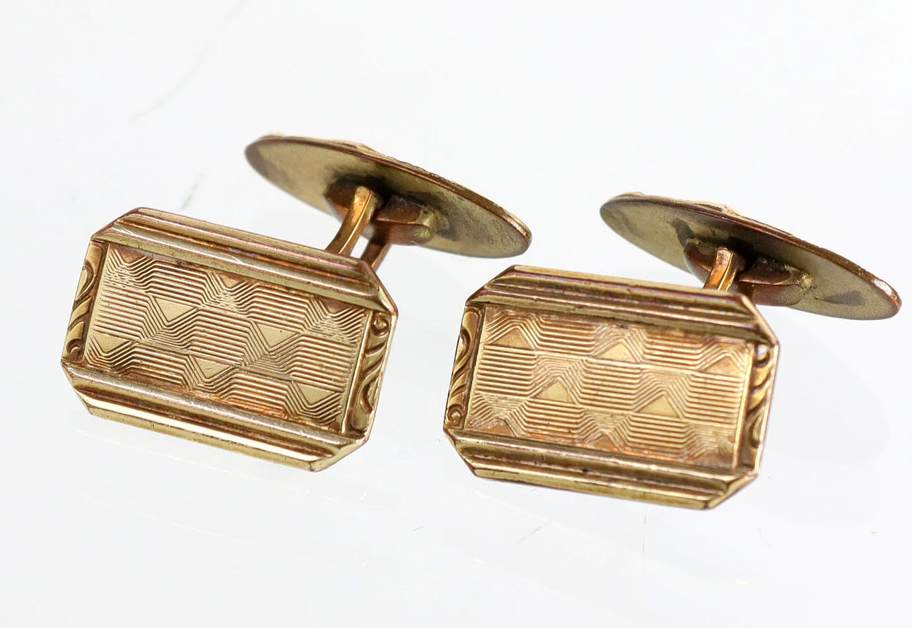 ART DECO MANSCHETTENKNÖPFE, GOLD DOUBLÉ.