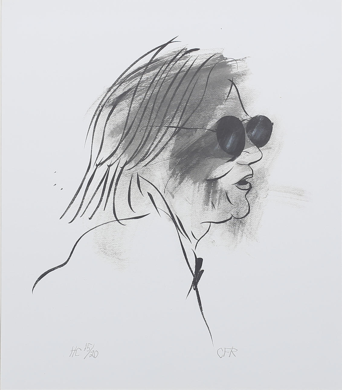 CARL FREDRIK REUTERSVÄRD. Porträtt av Andy Warhol. Litografi. Signerad CFR. HC 15/20.