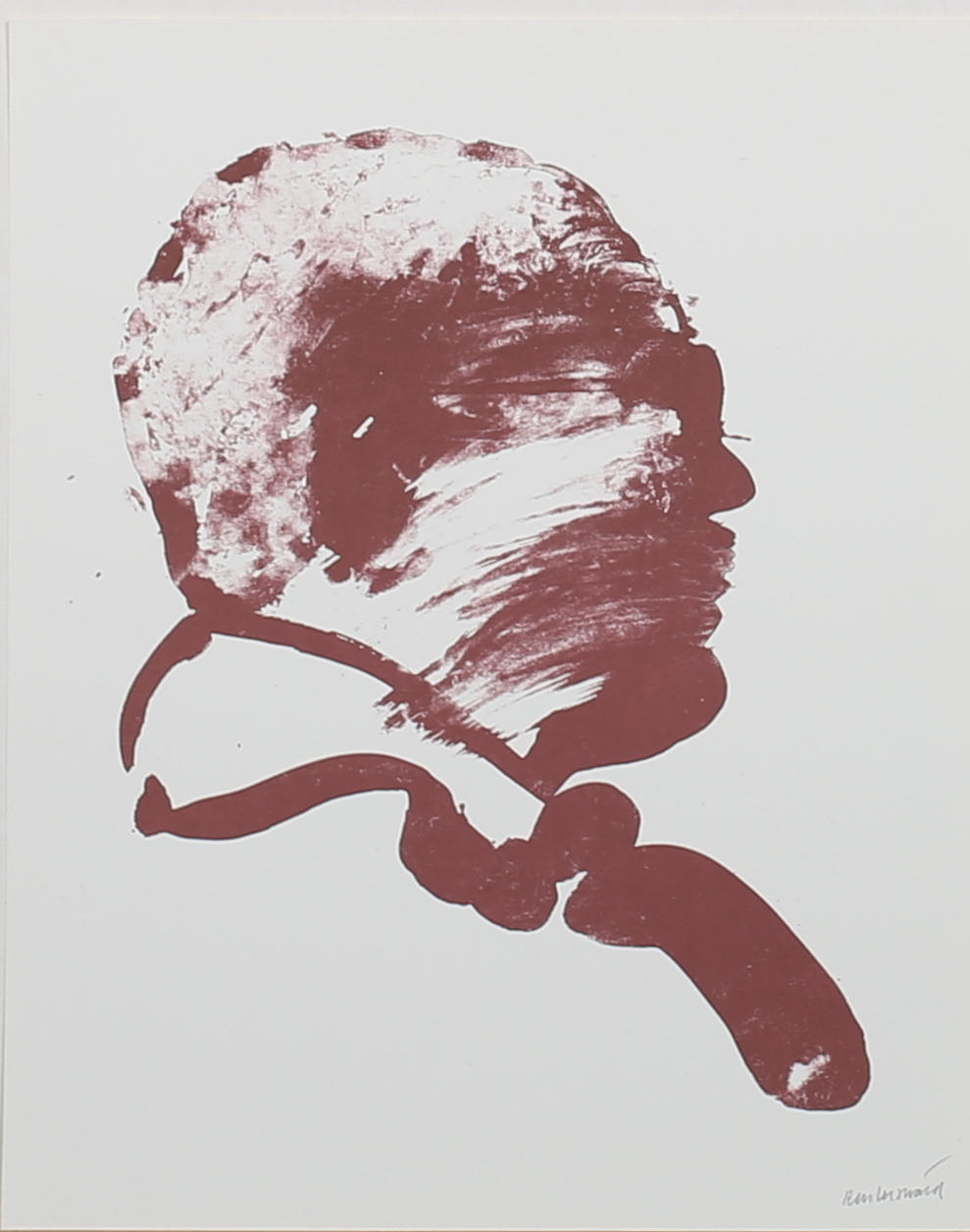 CARL FREDRIK REUTERSVÄRD. Ansikte i profil. Litografi. Signerad Reutersvärd.