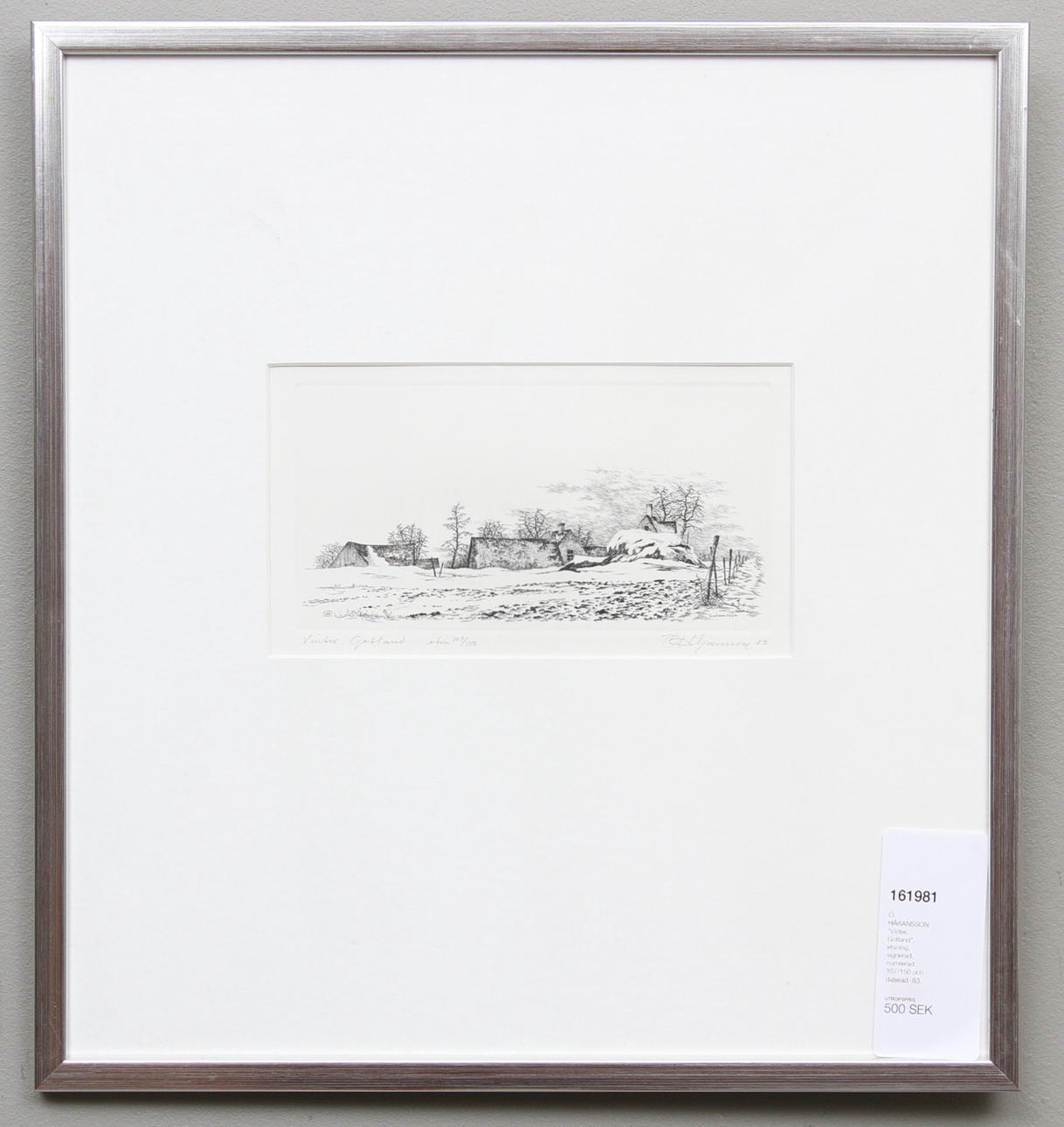 Ö. HÅKANSSON. "Vinter, Gotland", etsning, signerad, numrerad 107/150 och daterad -83.