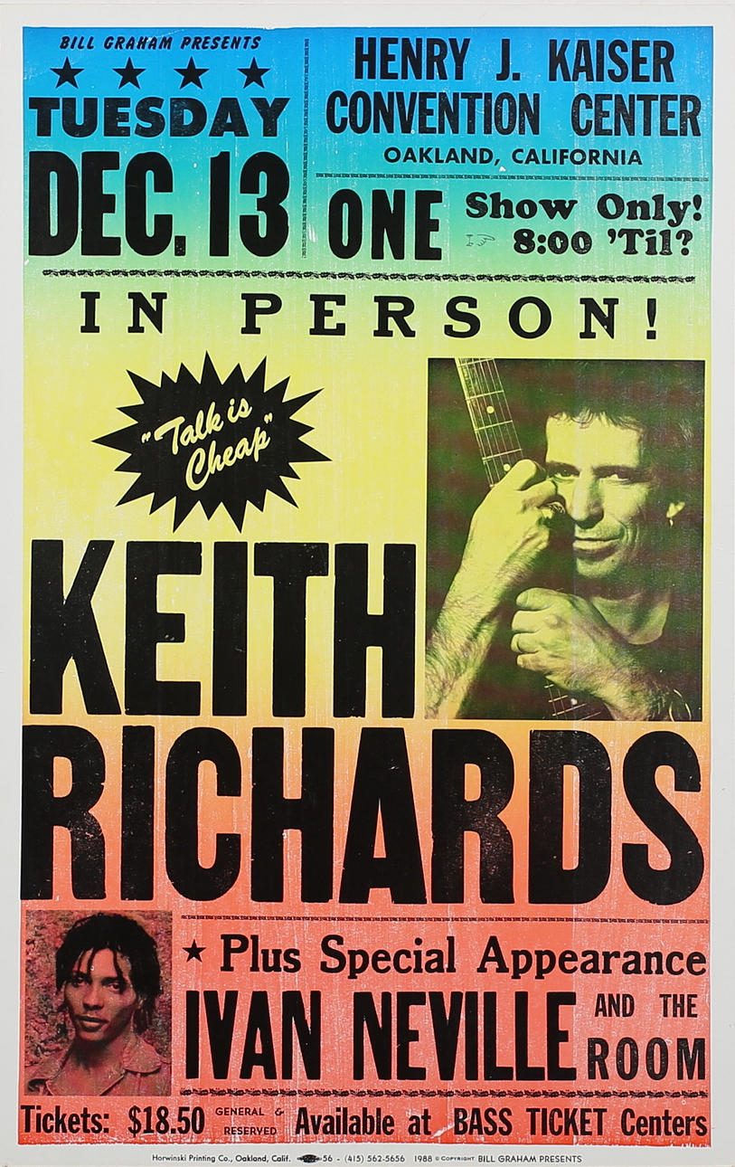 AFFISCH Keith Richards, California 1988.