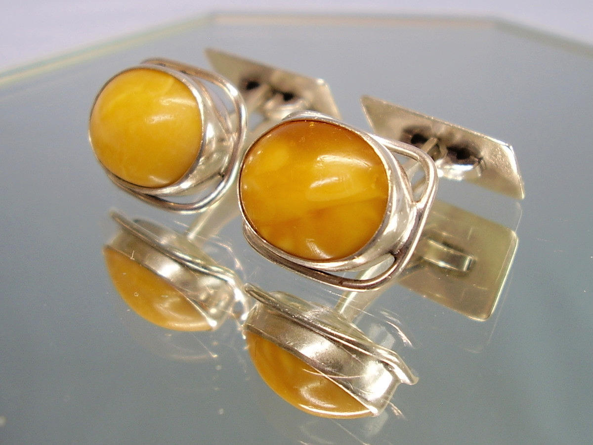 LOUIS VAUSCH MANSCHETTENKNÖPFE BERNSTEIN SILBER 835.