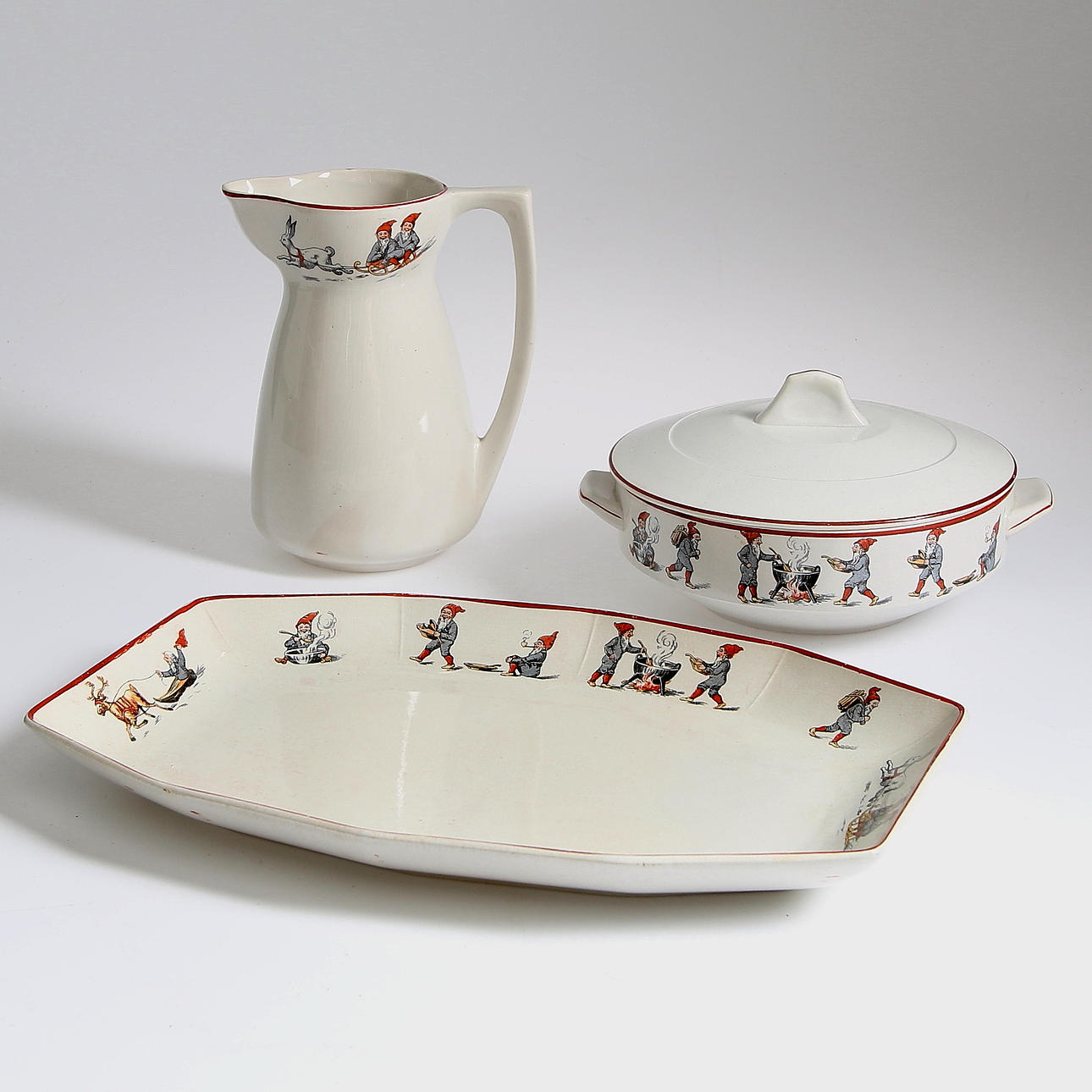 TOMTESERVIS, 3 delar, porslin, Gefle, sekelskiftet 1900.