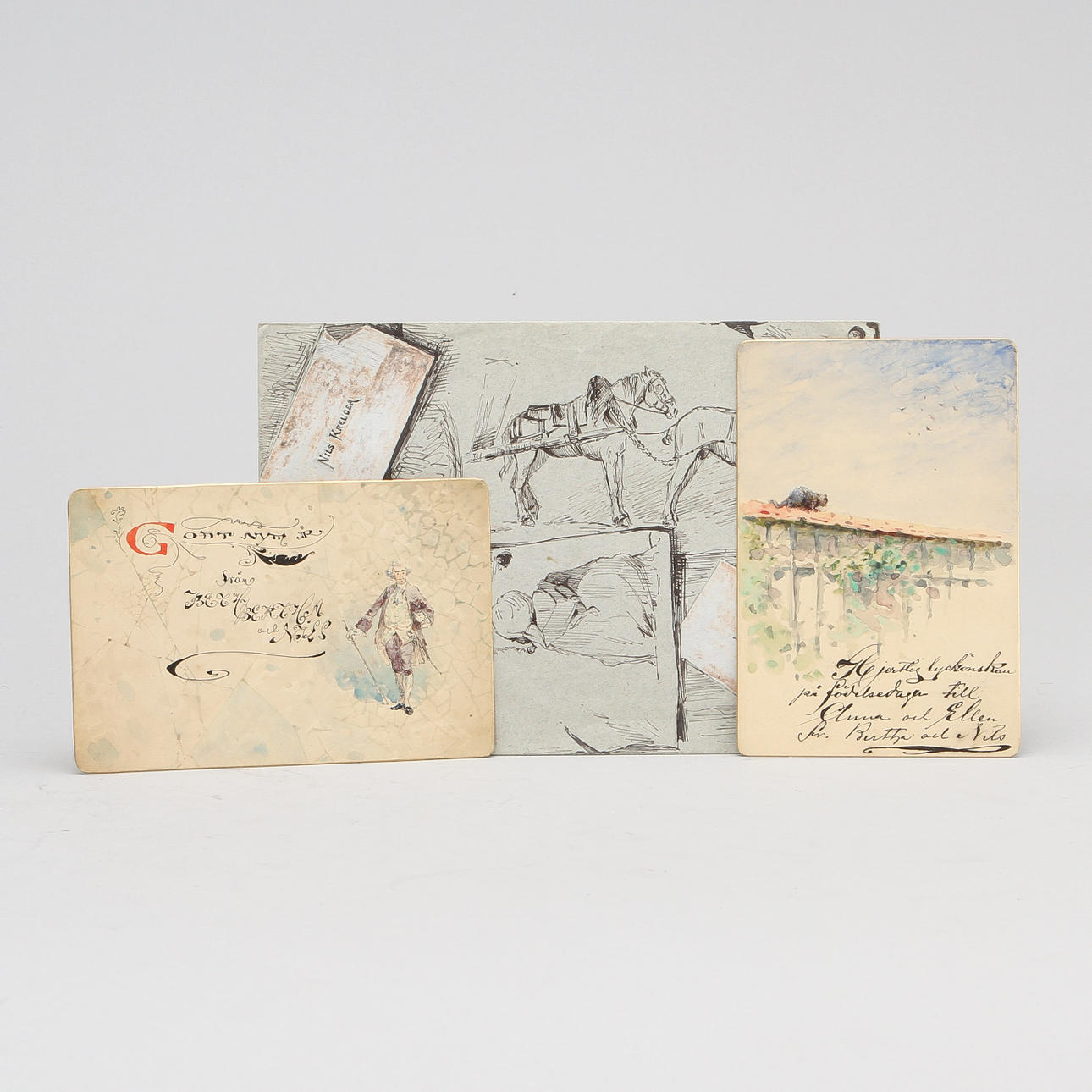 NILS KRÜGER, skisser, 3 st.