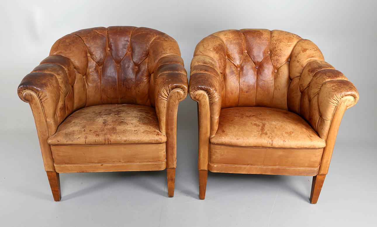 FÅTÖLJER, 1 par, Clubfåtöljer, 1920/30-tal.