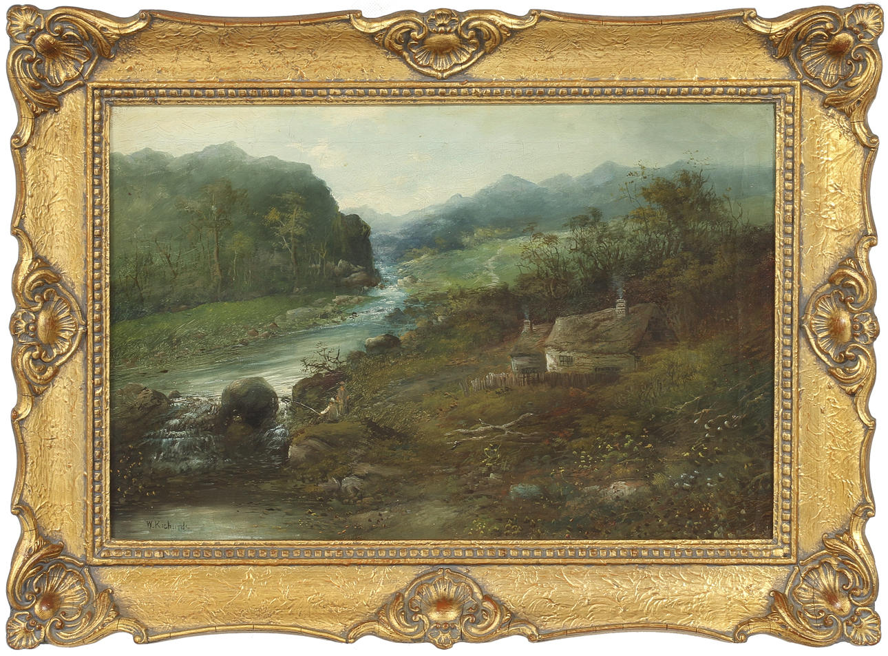 OKÄND KONSTNÄR. Olja på duk, signerad W Richards, 1800-tal.