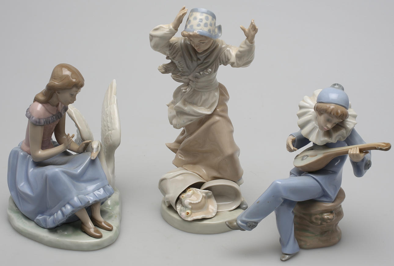 PORSLINSFIGURINER 3 st DAO, LLadro, Spanien.