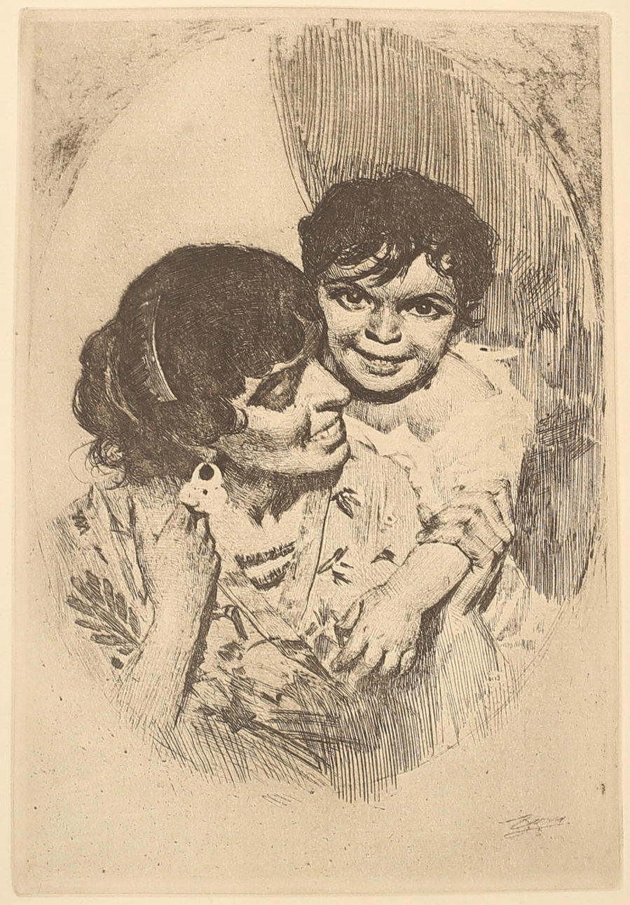 ANDERS ZORN. After. Heliogravure of etching, "Mother's Joy III" signed in the print.