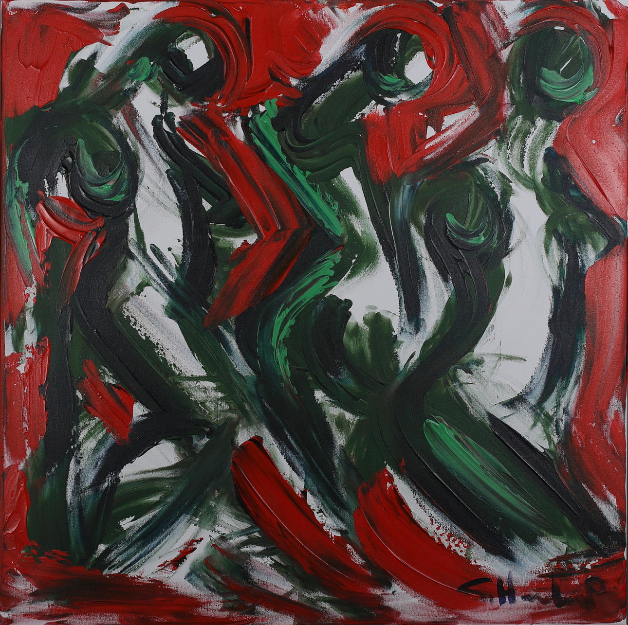 GÖRAN HAUSENKAMP. Modeller. Akryl på duk. Signerad G Hausenkamp.