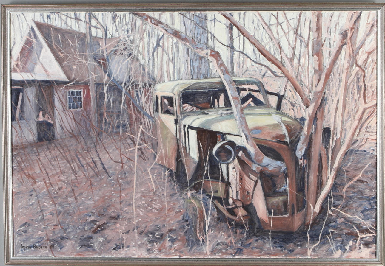 INGVAR PERSSON. Skrotbil, olja på duk, signerad och daterad 99.