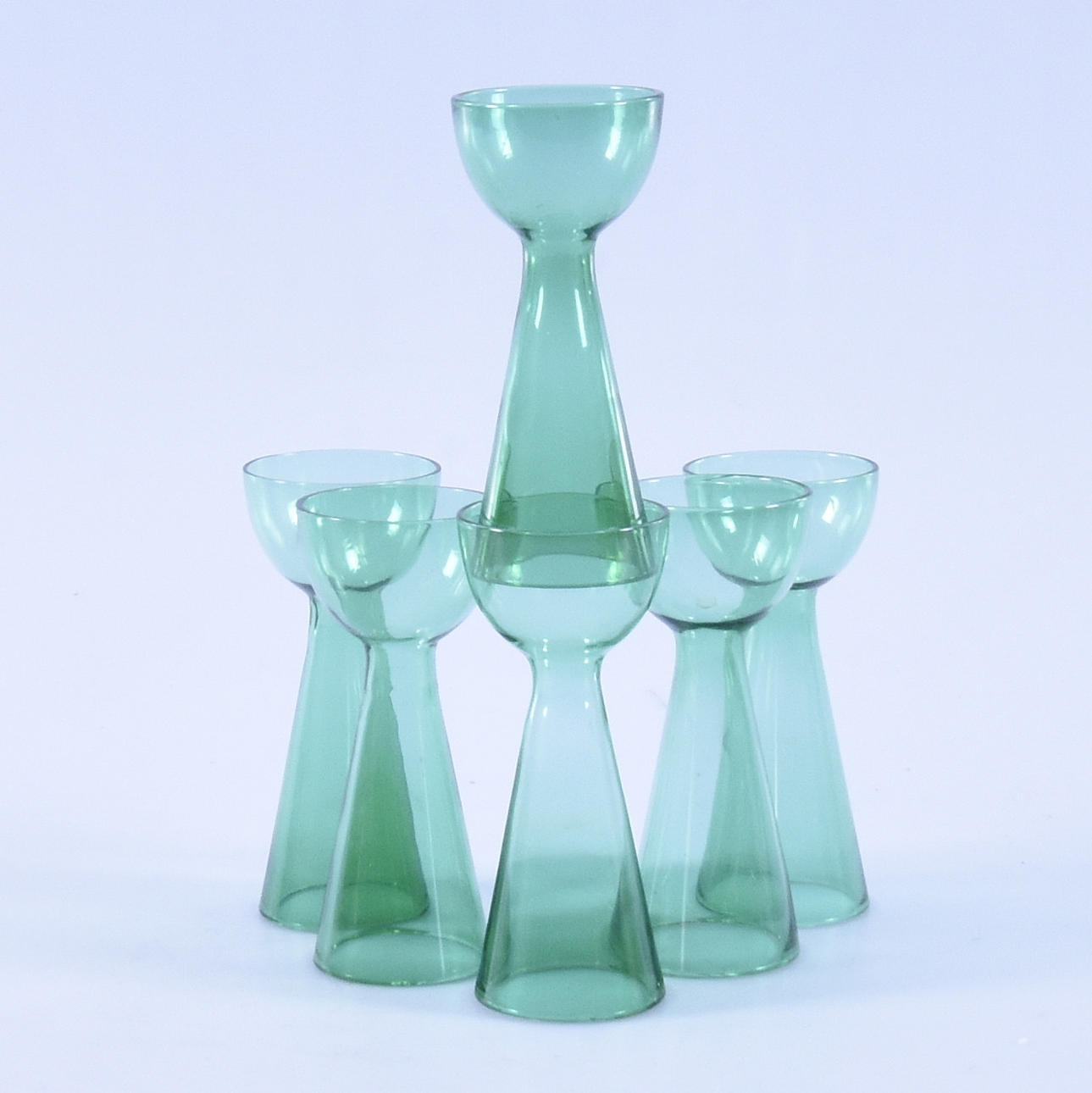 EIERBECHER, 6 Stück, grünes Glas, Gullaskruf.