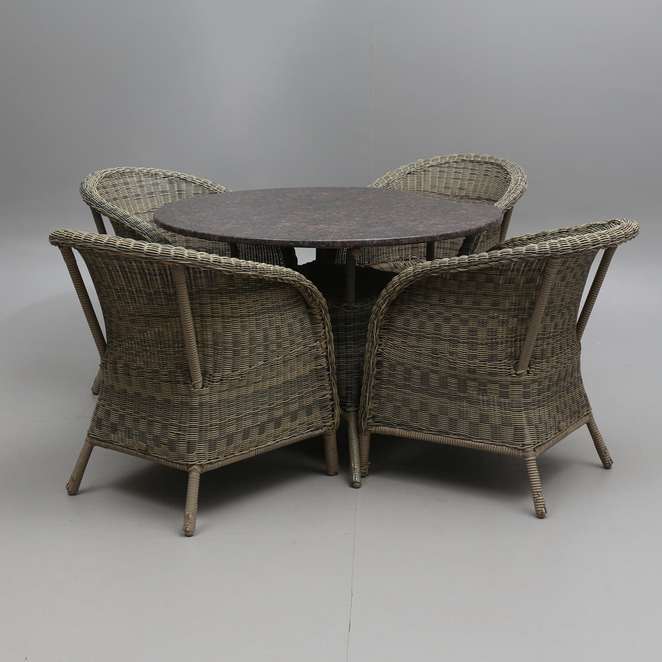 HAVEMØBLER, 5 stk., plade af kunstrattan/sten, Harbo, moderne.