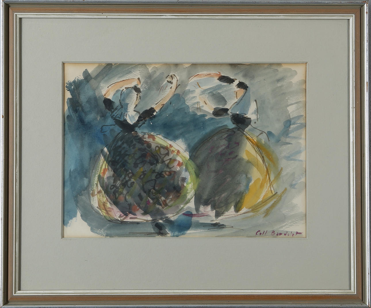 JOSEP COLL BARDOLET. Dancer's shoes, watercolor, signed.