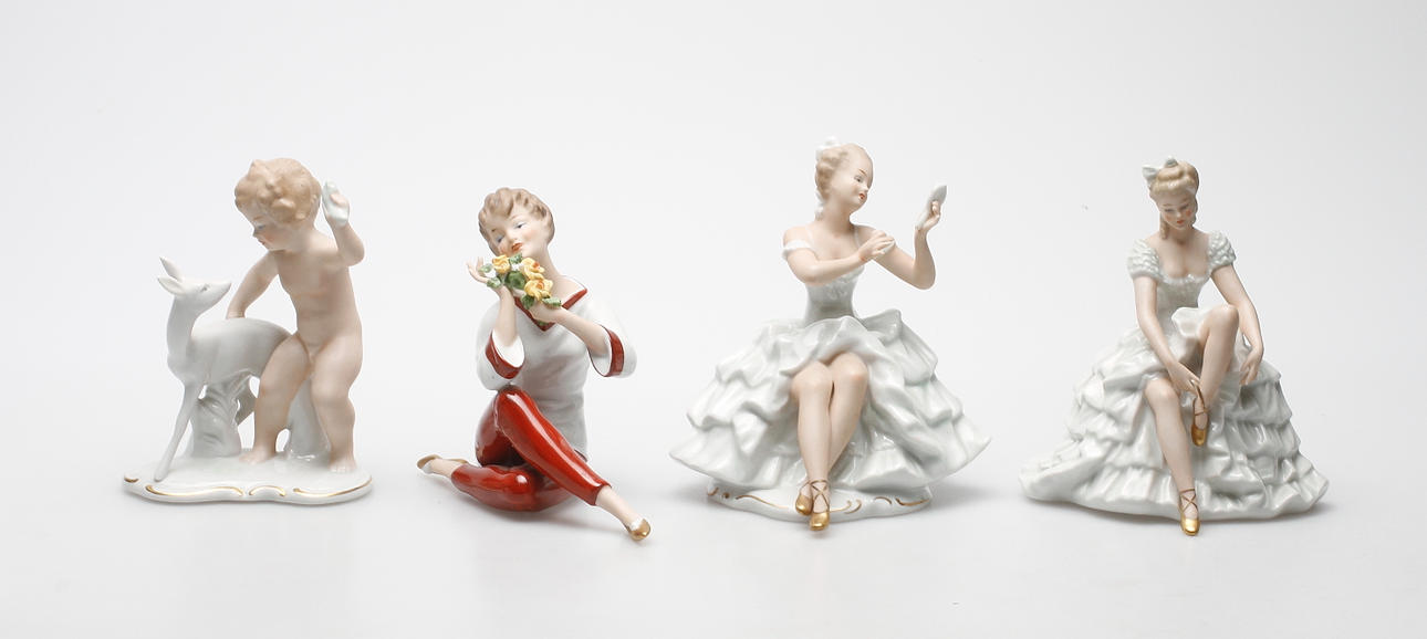 FIGURINER, 4 st, porslin, Wallendorf, Tyskland.