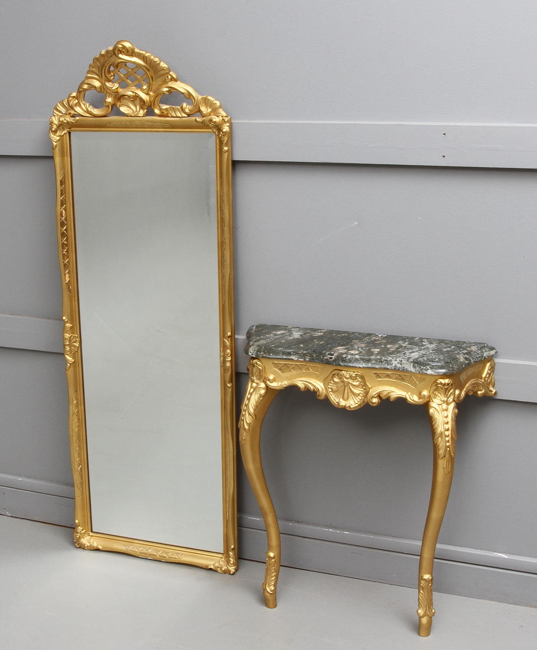 SPEGEL, med konsolbord, rokokostil, 1900-tal.