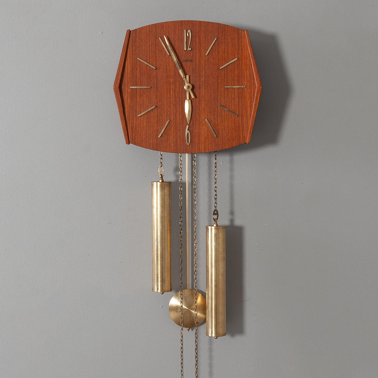 PLUMB REGULATOR. Wehrle, teak, mid 20th century.