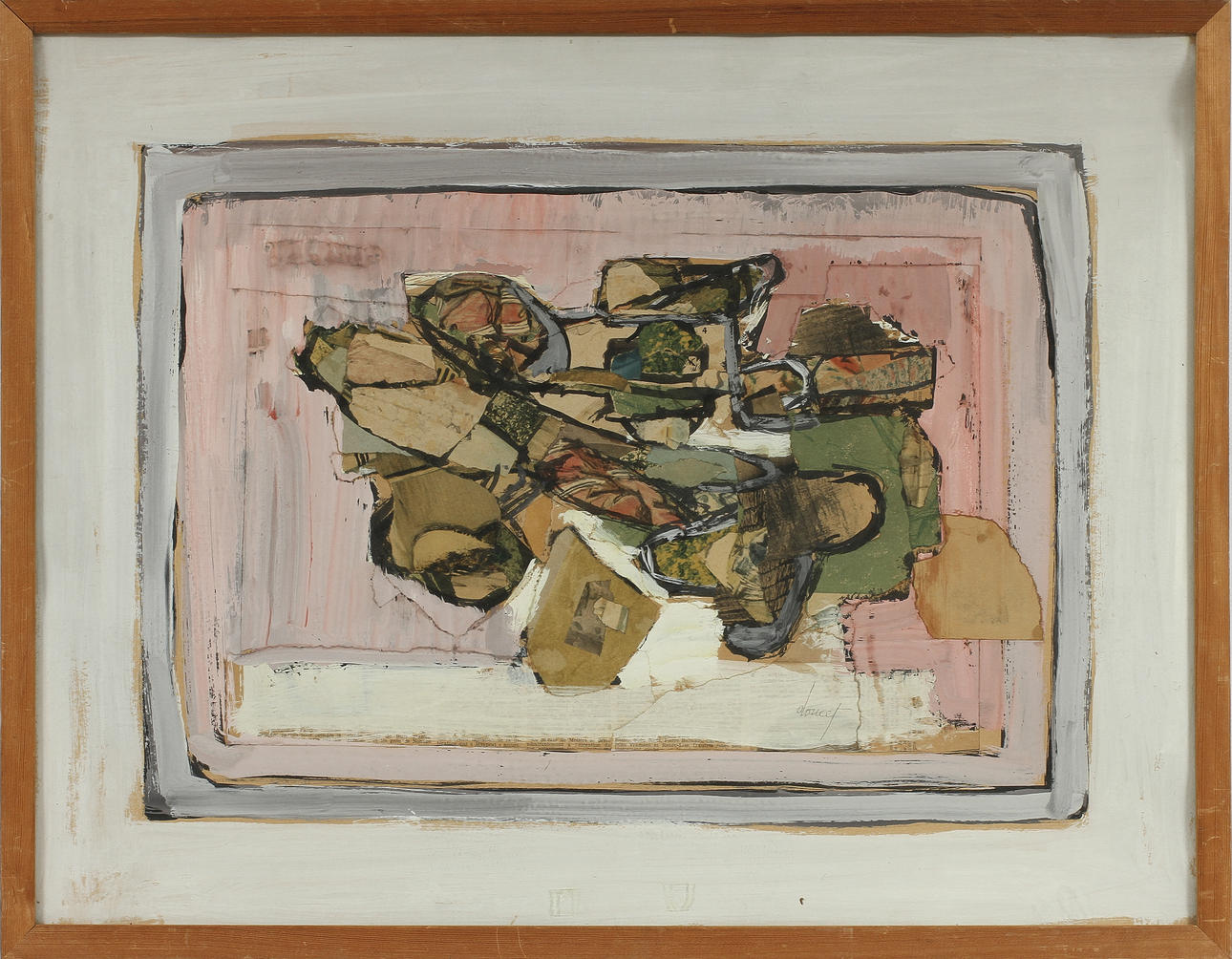 JAQUES DOUCET(1924-1994). collage/blandteknik på papper, sign.