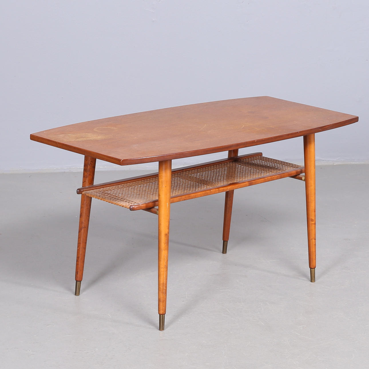 SOFFBORD, teak och rotting, 1950-tal.