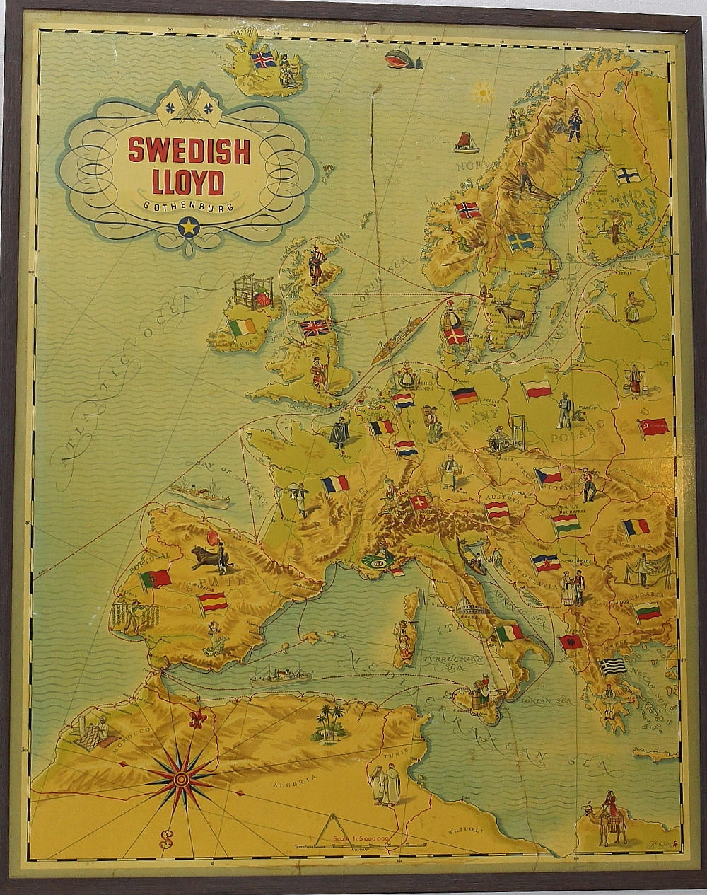 KARTA Swedish lloyd Göteborg 1940-talet.