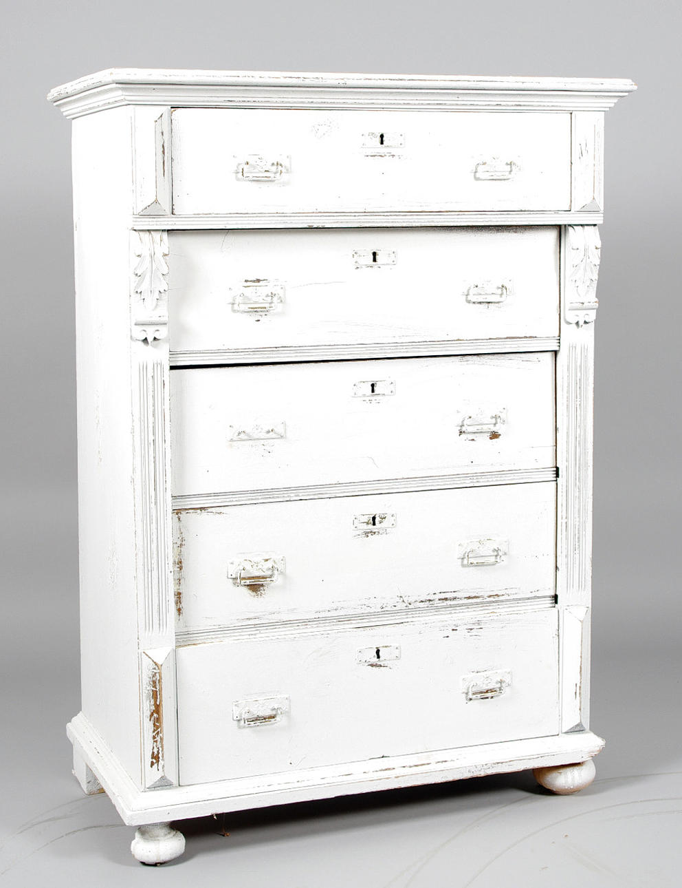 BYRÅ, 5-lådig, vitmålad, nyrennässans.