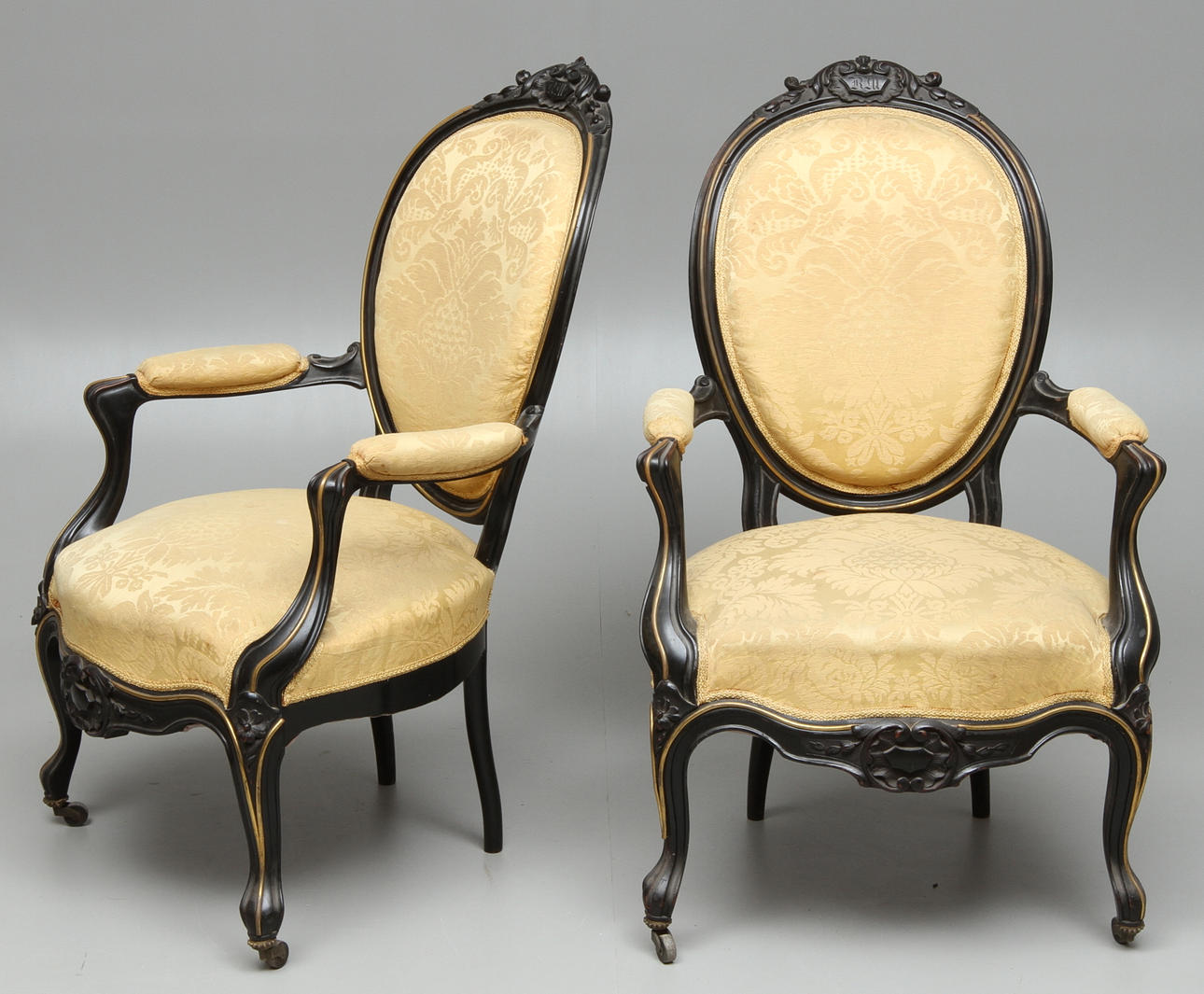 KARMSTOLAR, 1 par, nyrokoko, 1800-tal.