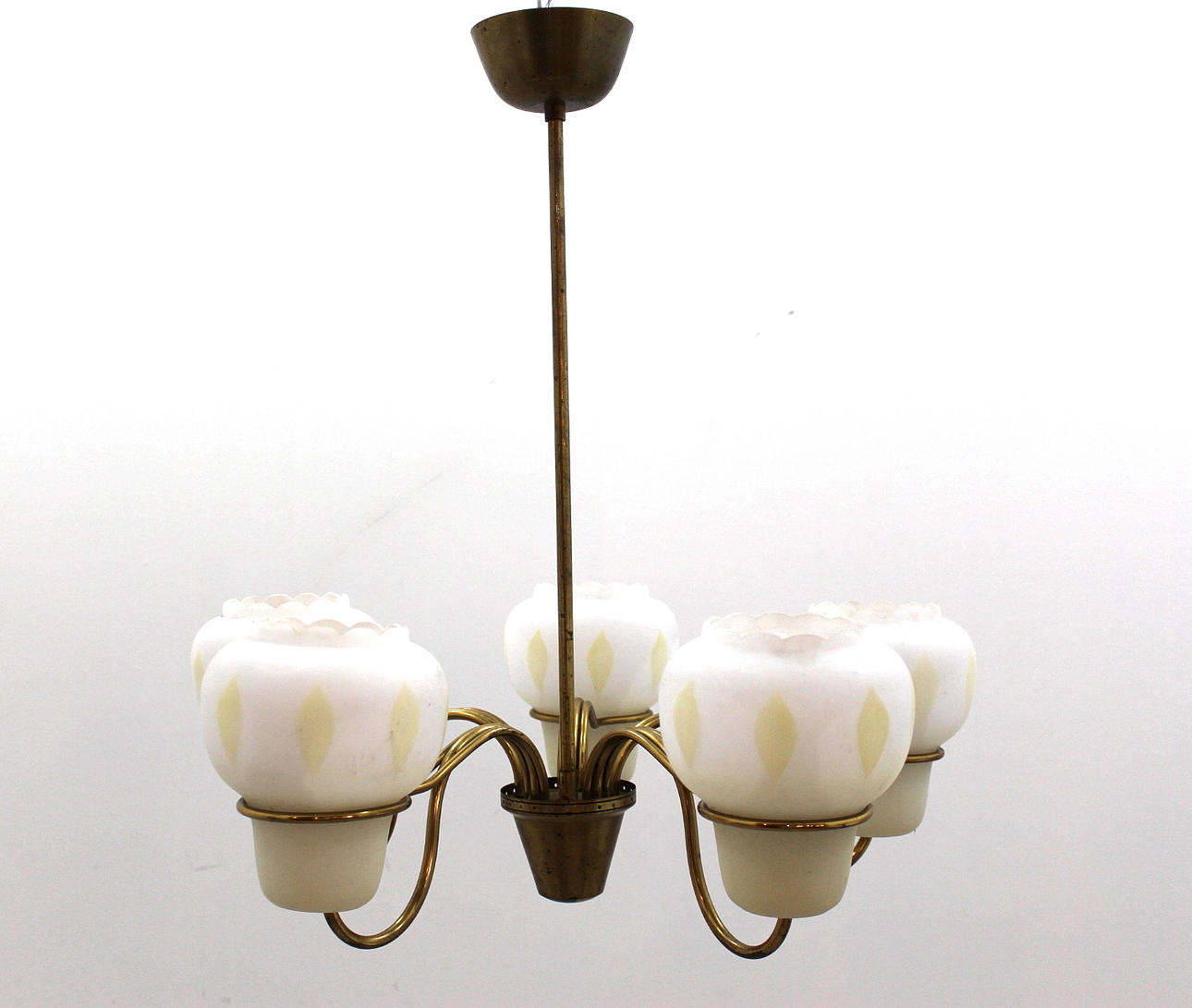 LAMPA tak 40/50-tal, glas och mässing.