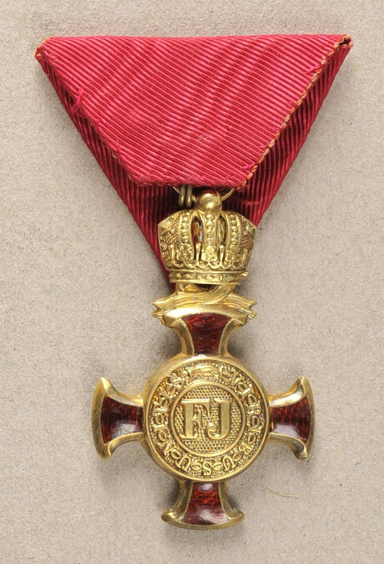 MERIT CROSS, Franz-Joseph medalj, guld förtjänstkors i Crown, Österrike.