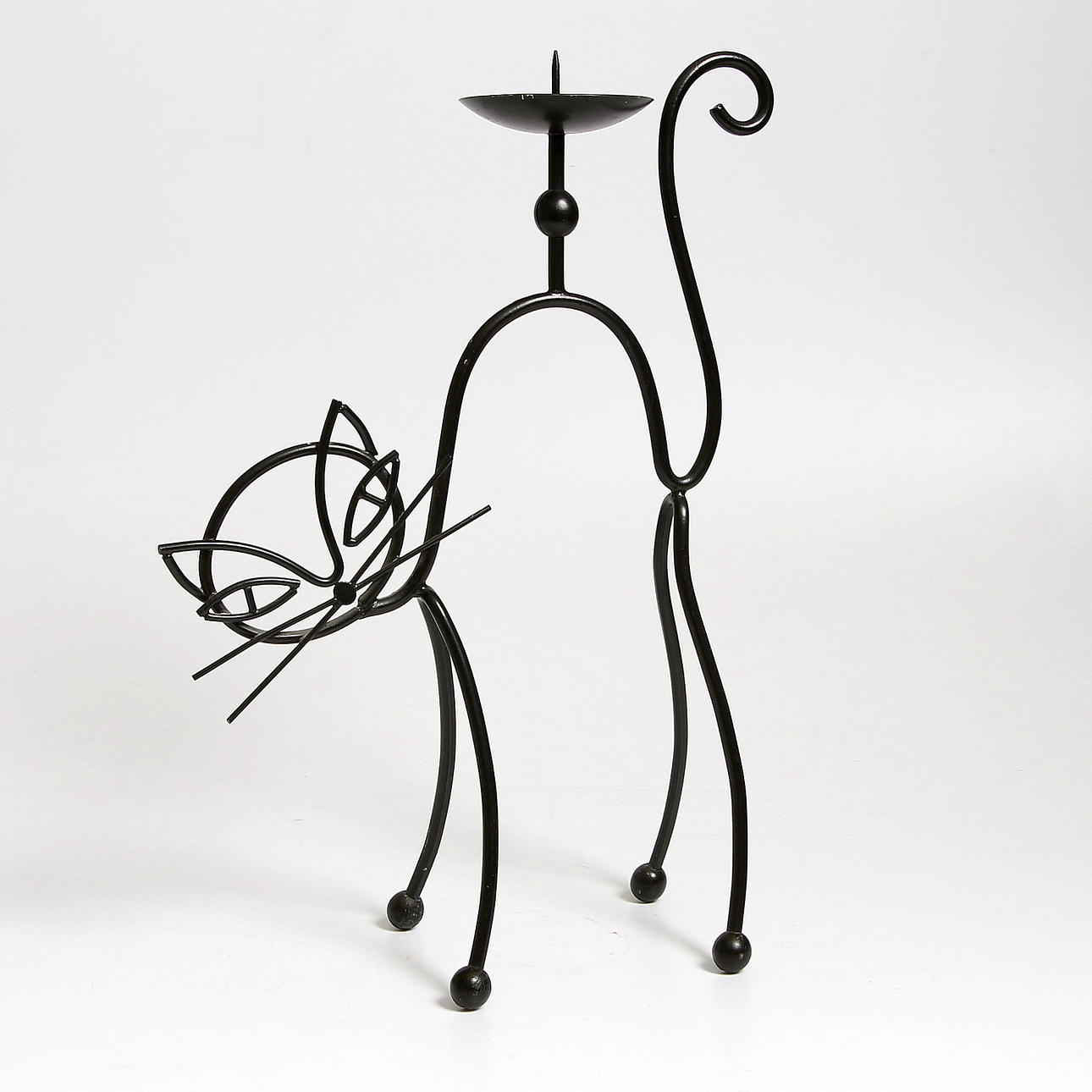 LJUSSTAKE, i form av katt, stringmodell, Gunnar Ander, Ystad Metall, 1950/60-tal.