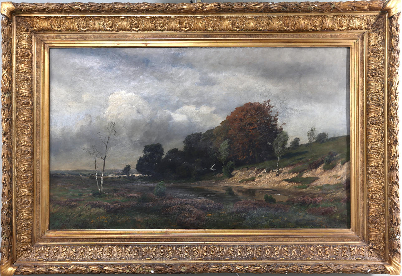 OKÄND KONSTNÄR. Höstlandskap, olja på duk, 1800-tal.